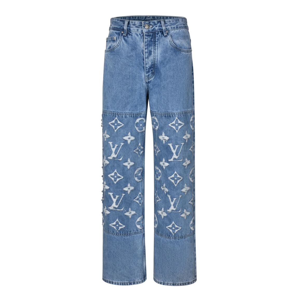 Blue Embroidered Slim Jeans