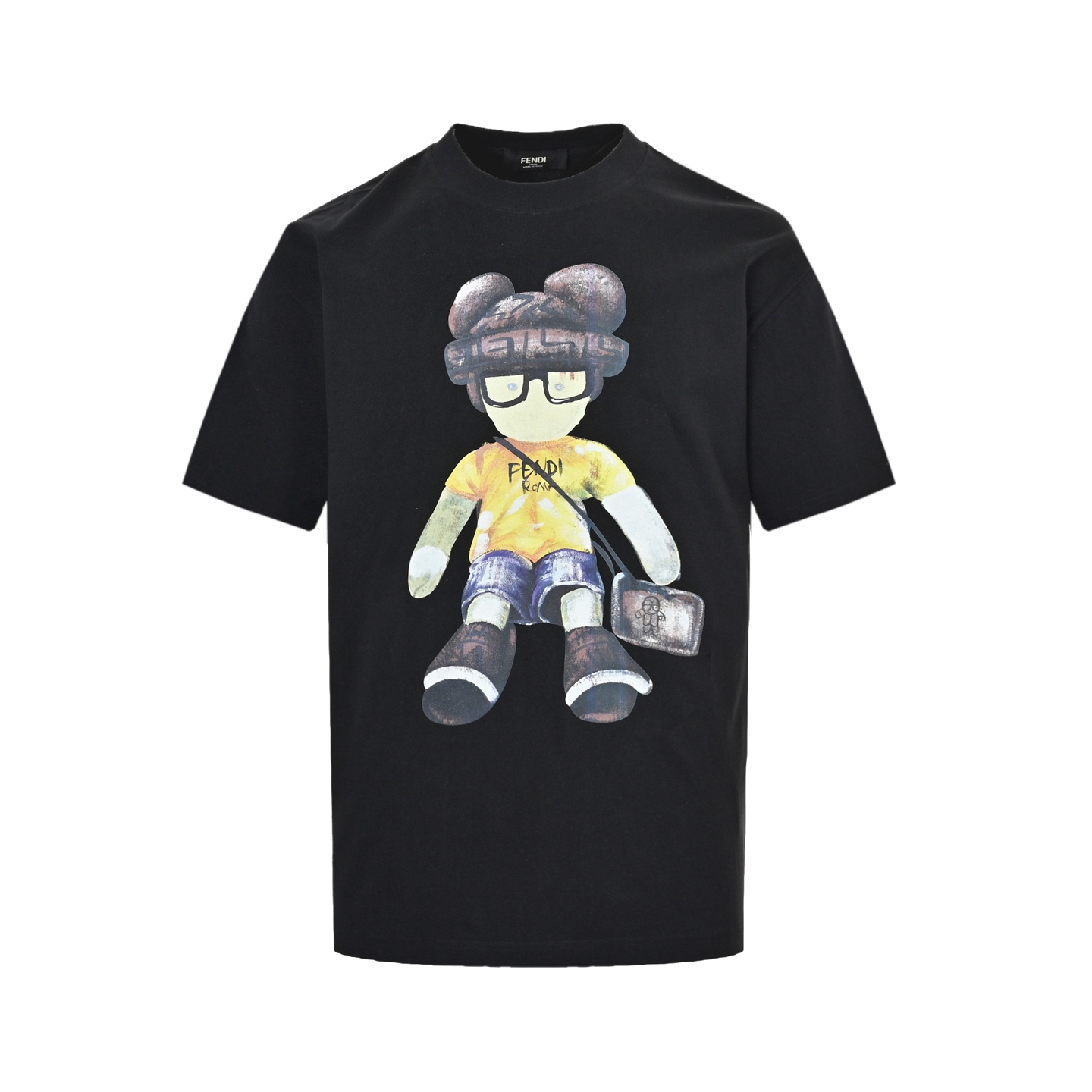 25SS Hand-Drawn Cartoon Character Print T-Shirt