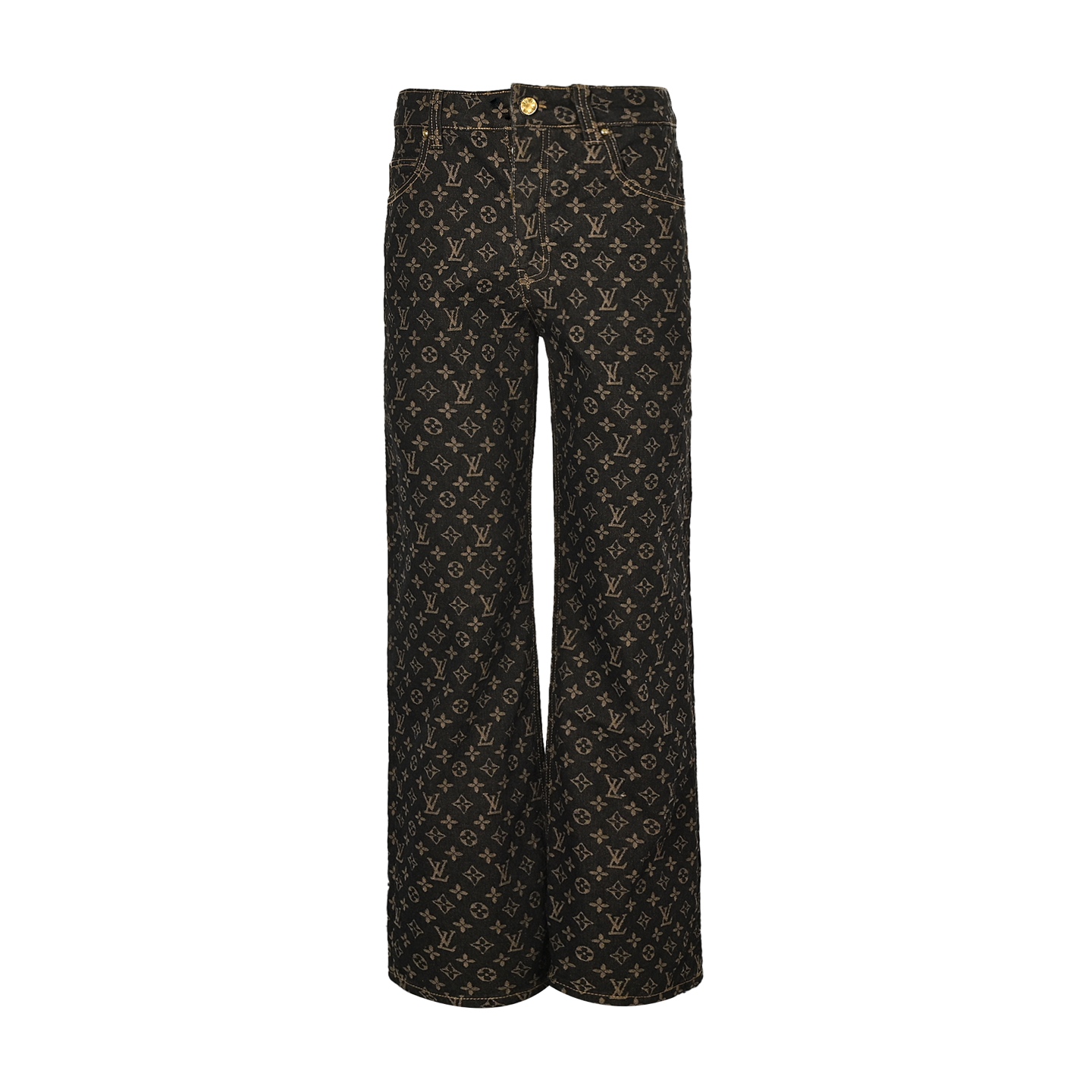 25ss old flower full print brown jeans