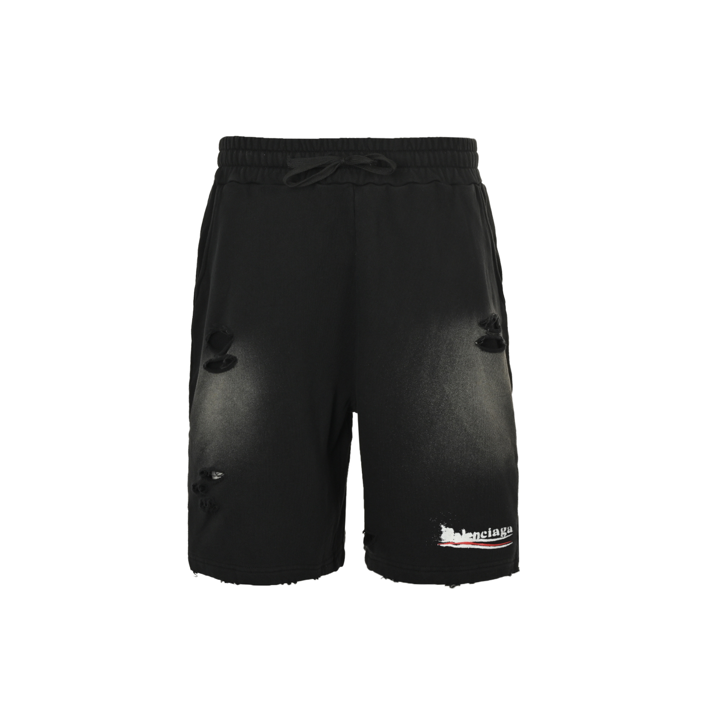 Fuzzy Coke Distressed Ripped Shorts