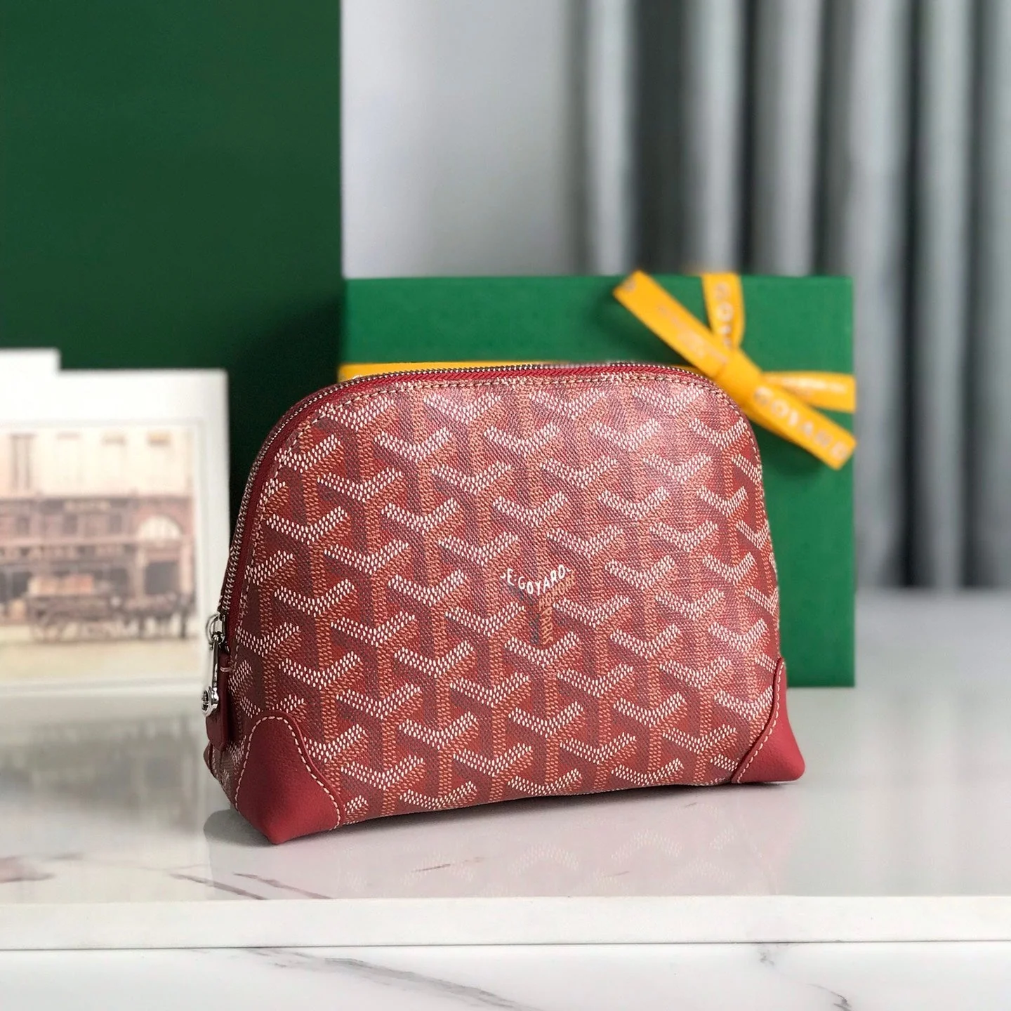 17 In Red Canvas And Tan Calfskin Trim