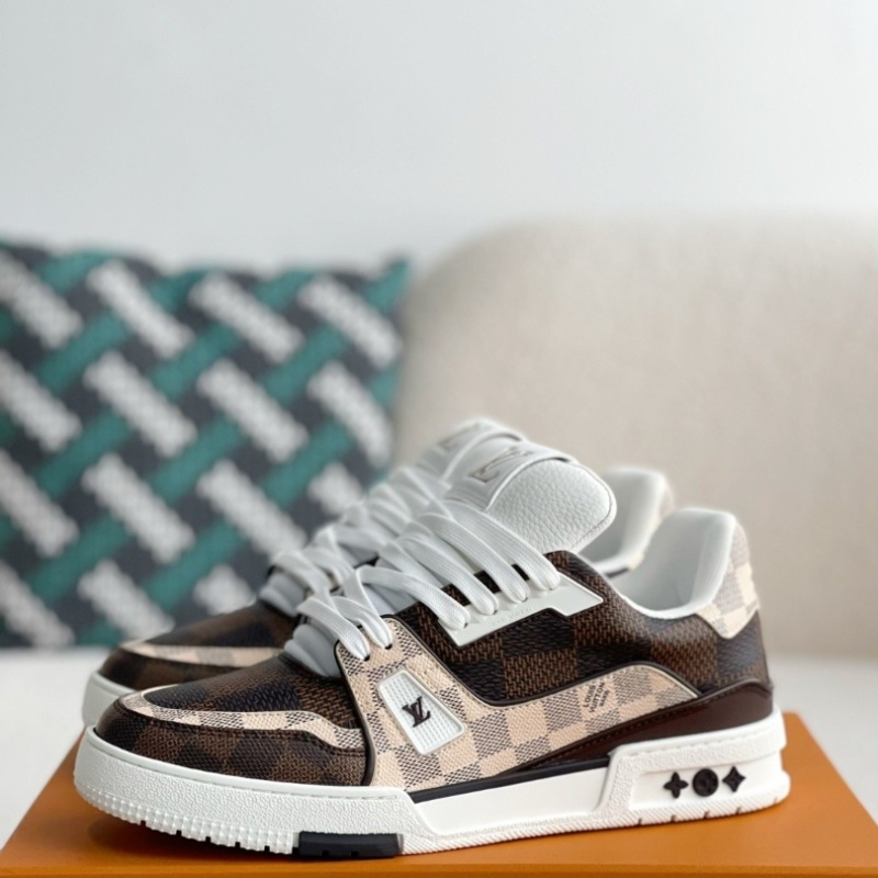 Trainer Sneakers 'Brown and White Plaid