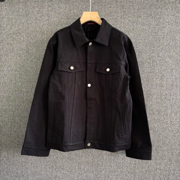 Embossed denim long-sleeved jacket