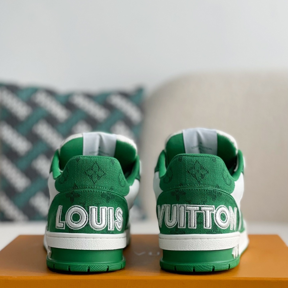 Trainer Green Monogram Denim