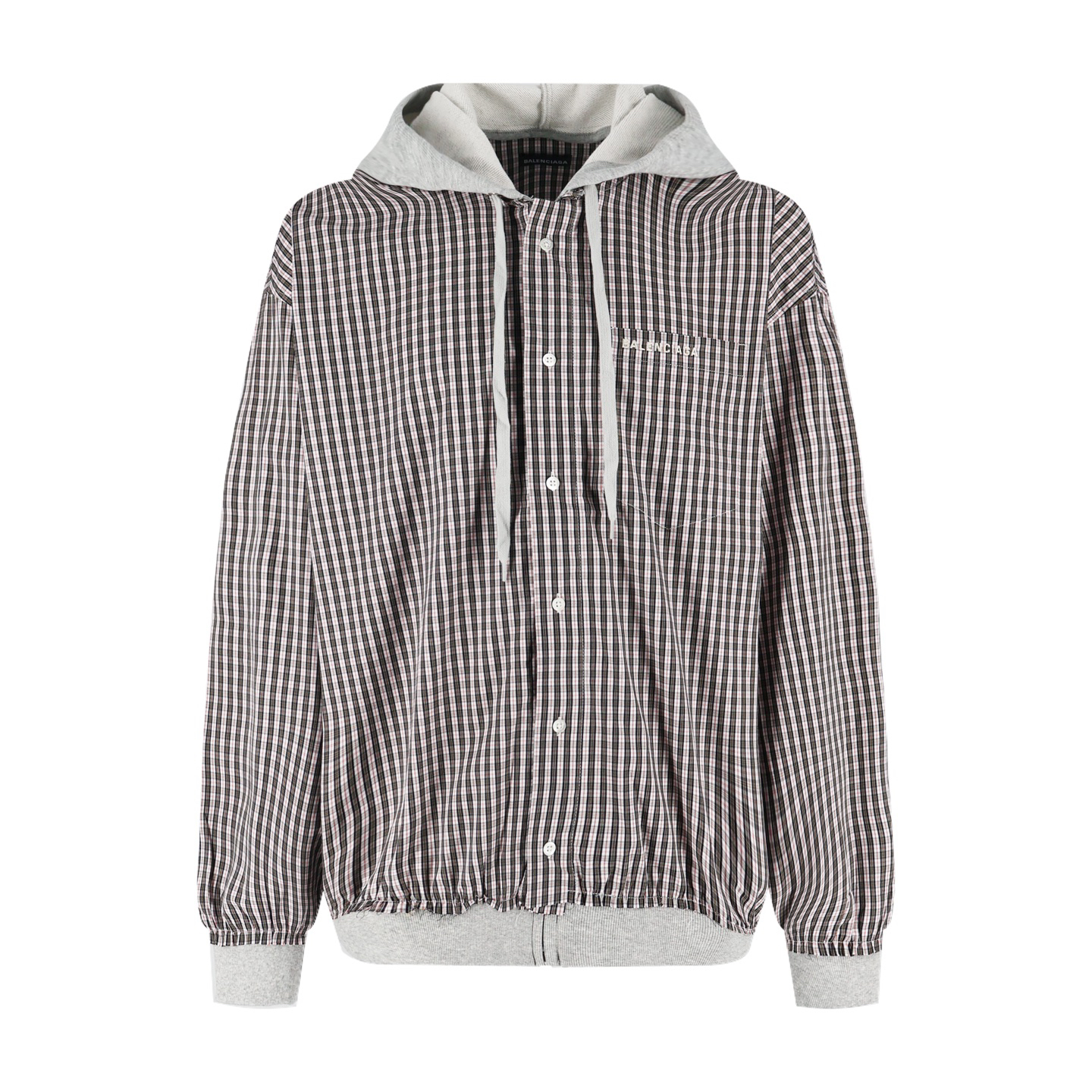 Paneled Check Hooded Jacket