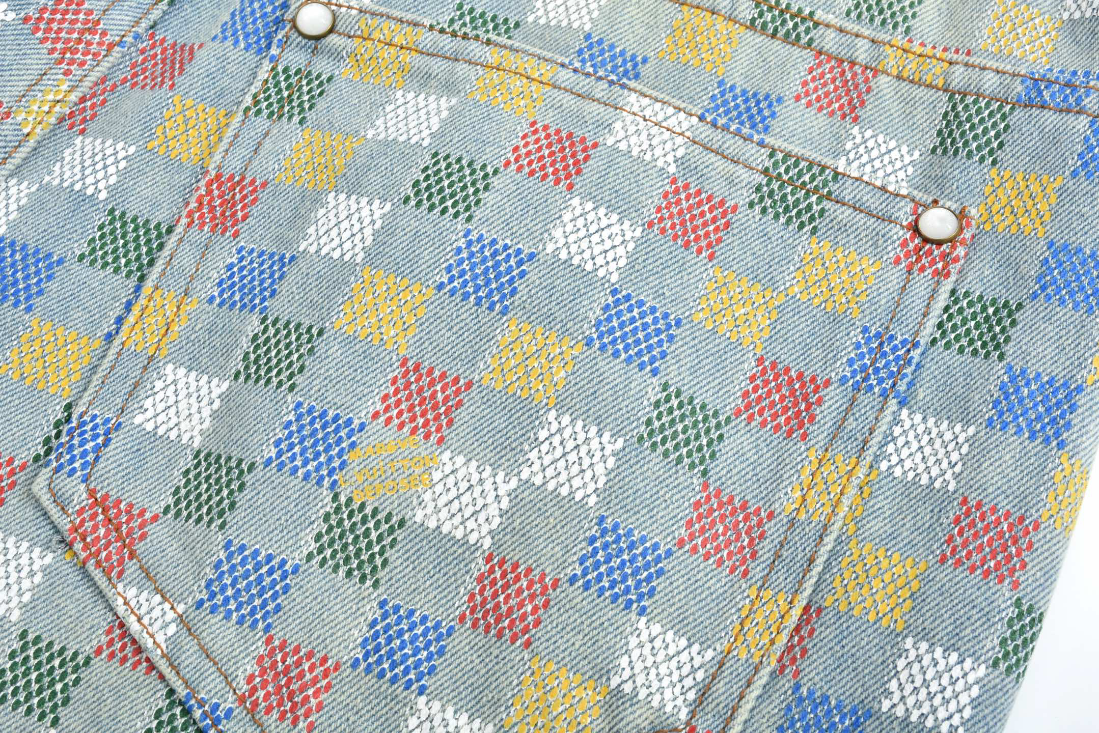 Damier Denim Wide-Leg Jeans