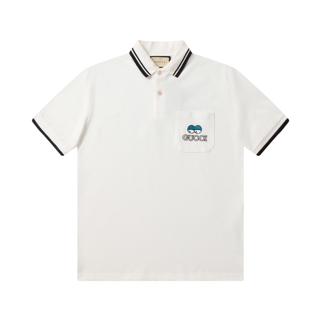 Cartoon Letter Embroidered Polo Shirt