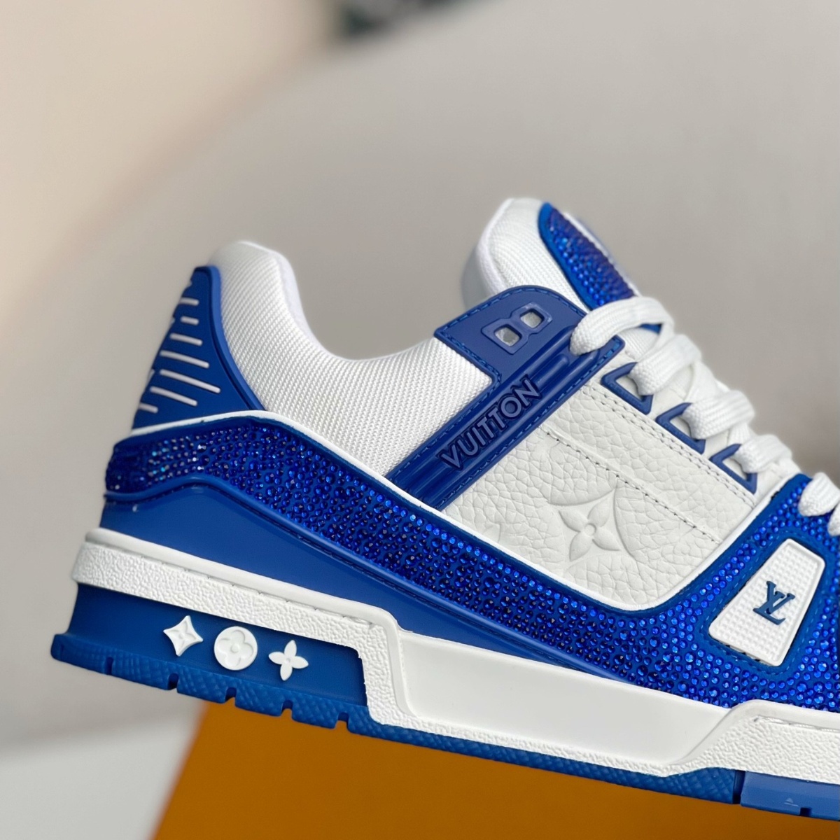 Blue and white casual sneakers