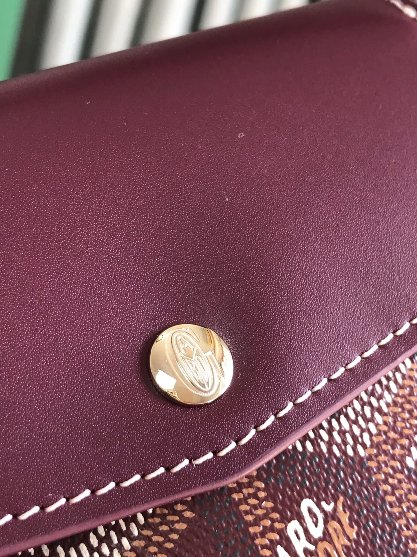 Burgundy Calfskin Canvas Card Holder