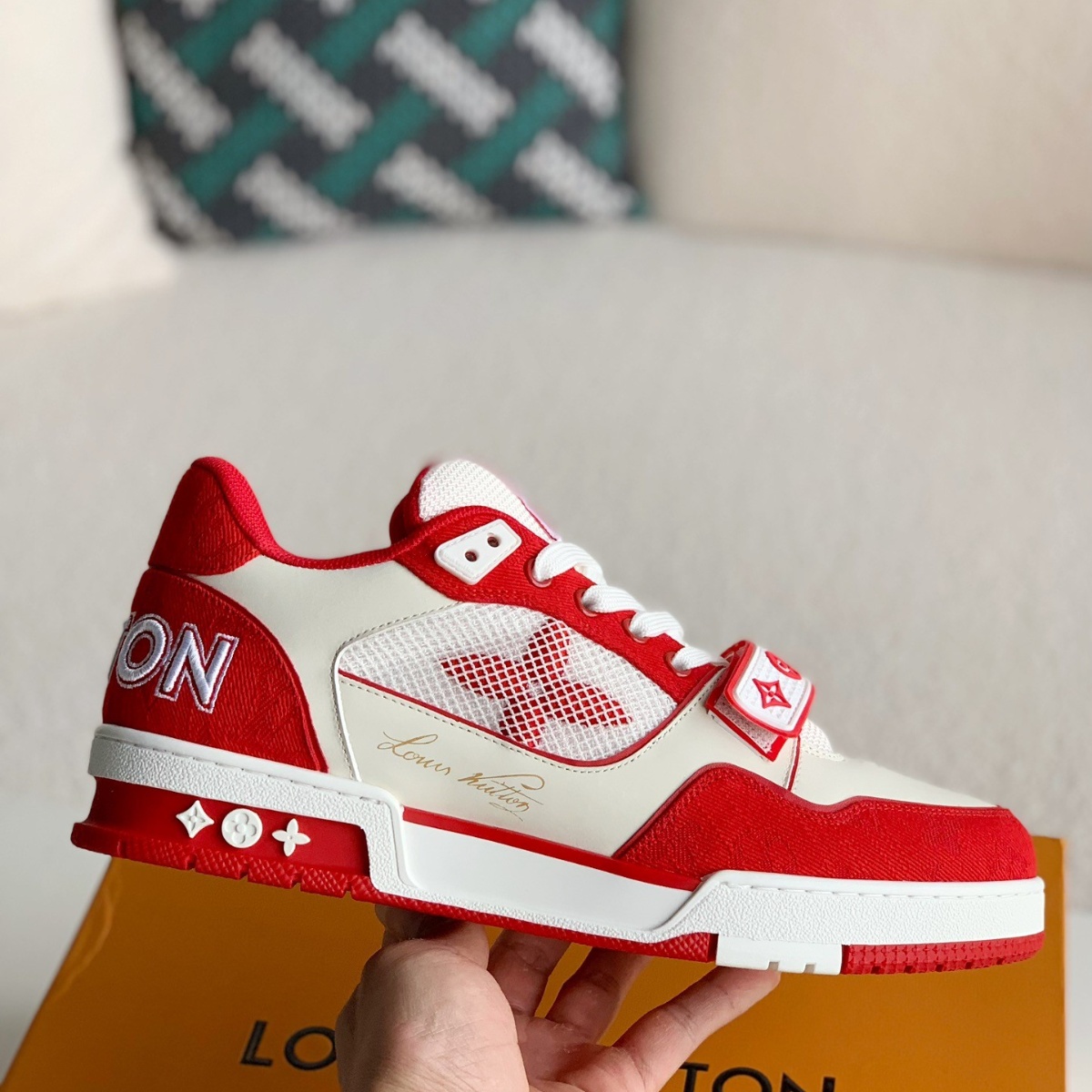 Red men's sports shoes