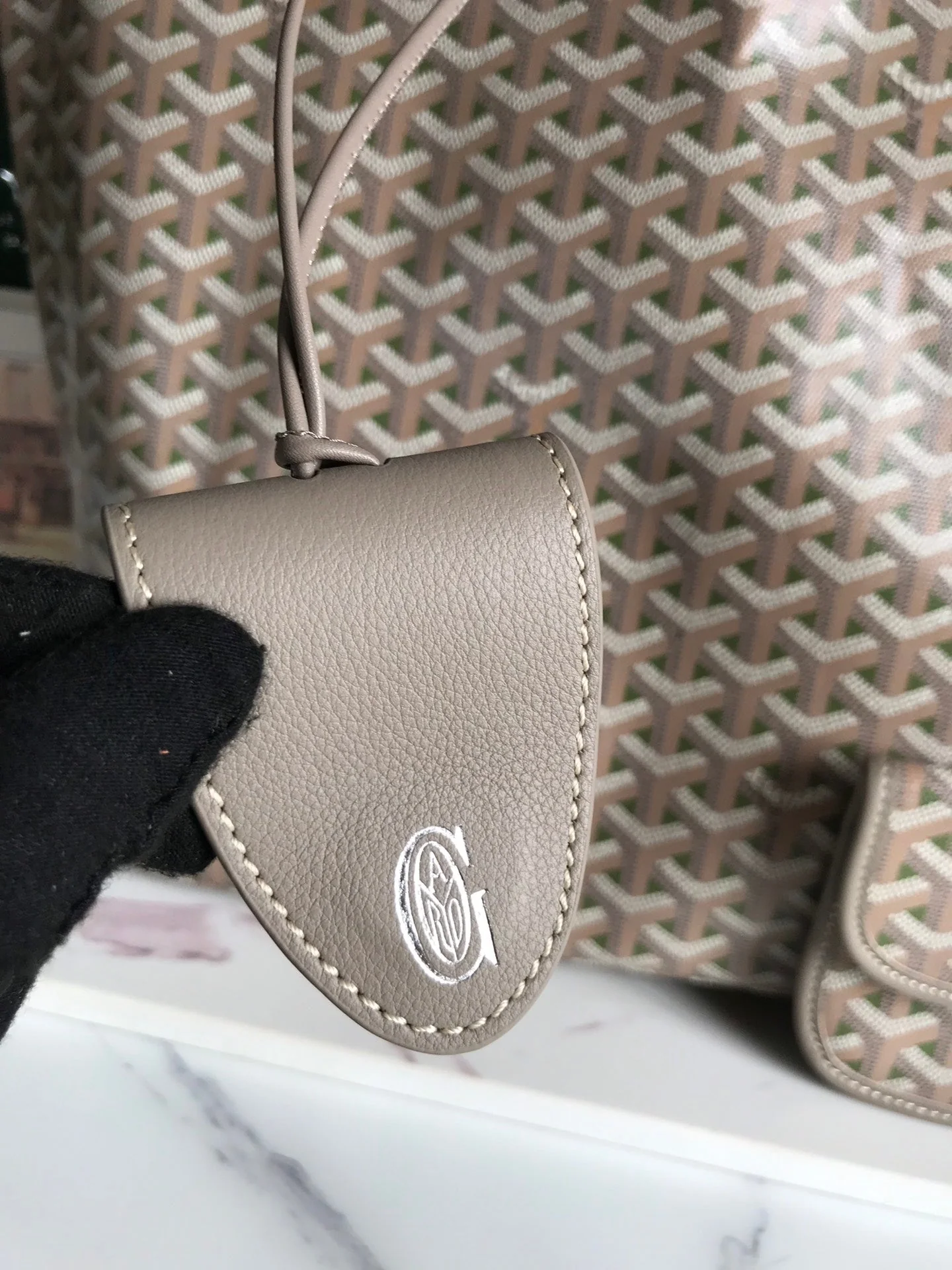 Grey and Green Canvas Bag