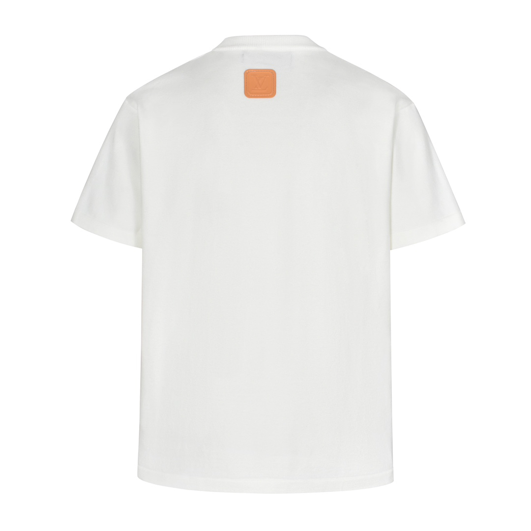 Wool T-shirt With Embossed Leather Patch