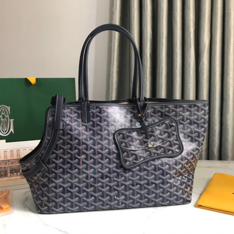 Navy Blue Canvas Calfskin Trim Bag