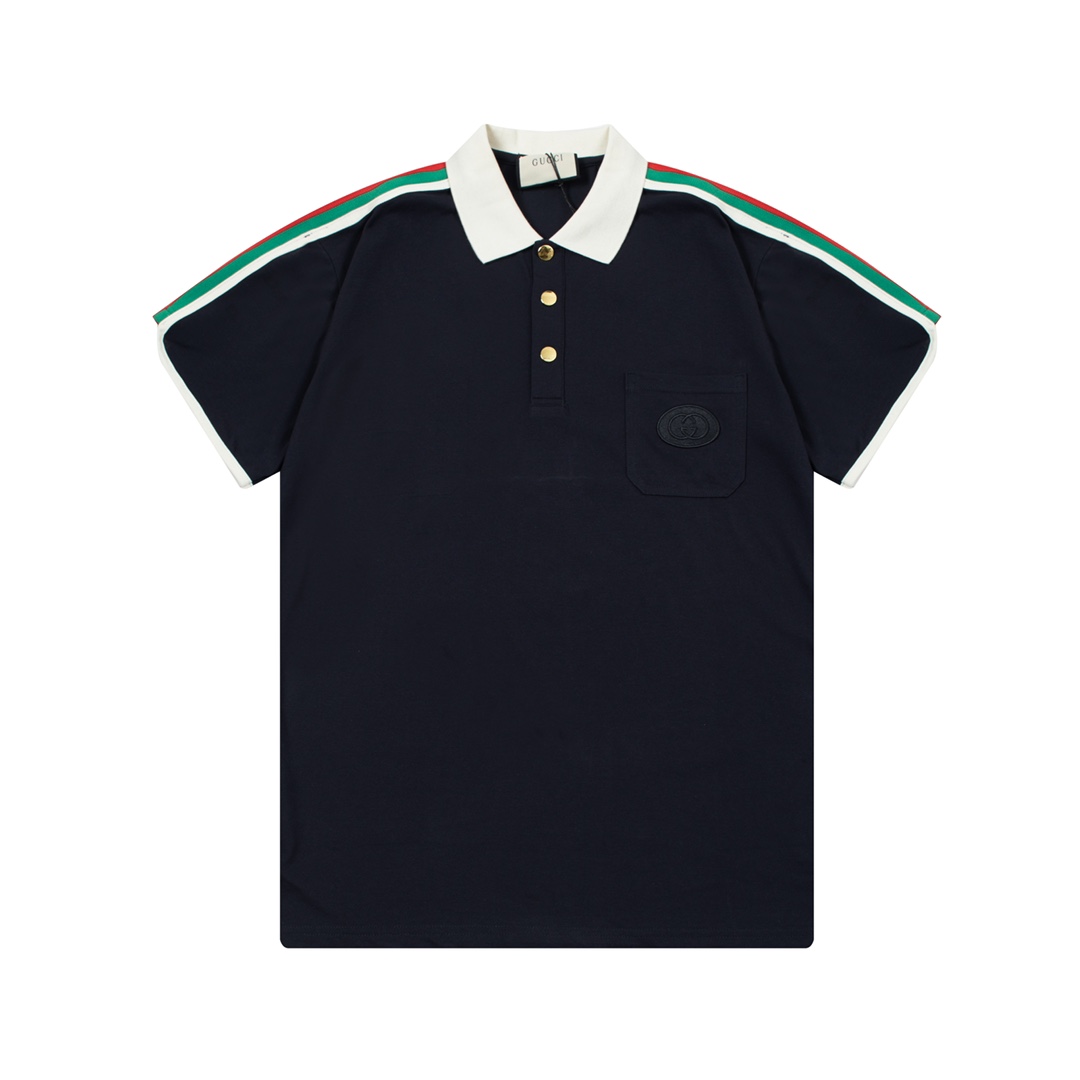 Pocket embroidery colorblock polo shirt