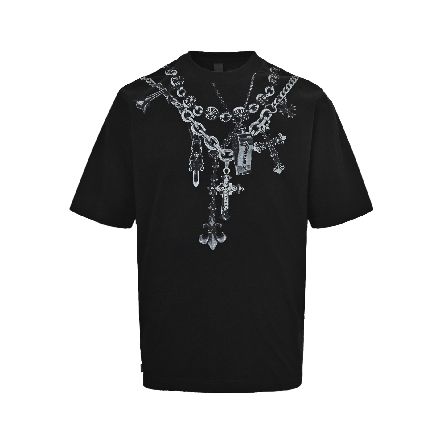 Necklace cross pendant printed T-shirt