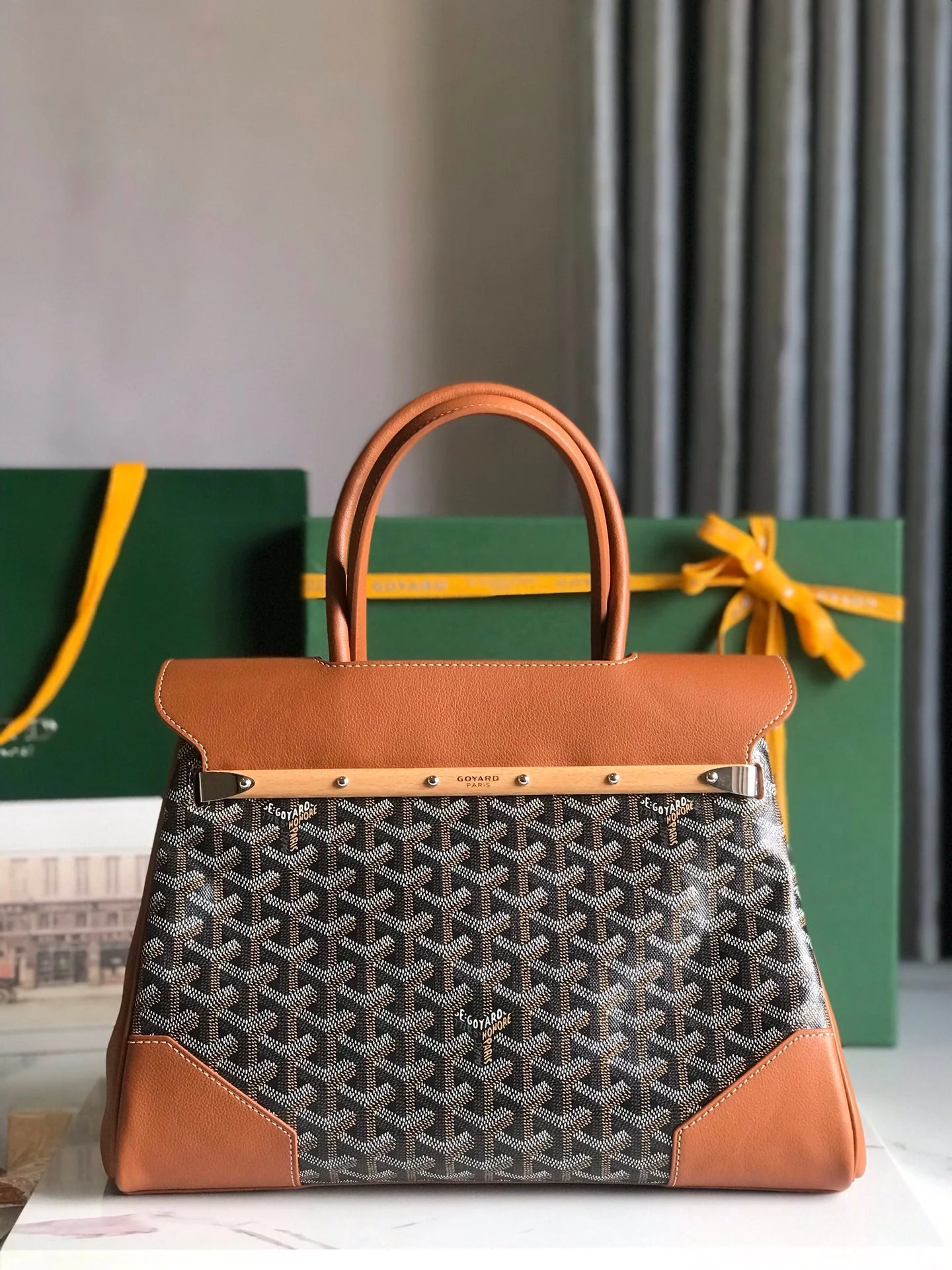 Bag 34 In Brown Canvas And Calfskin