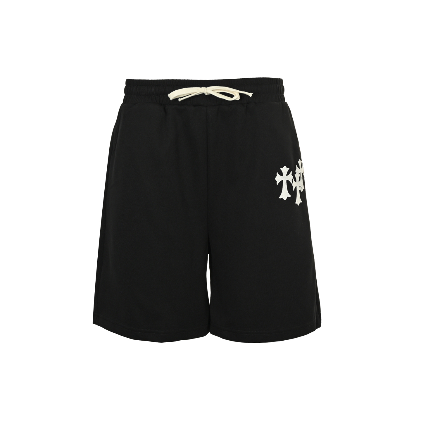 Embroidered white label cross shorts