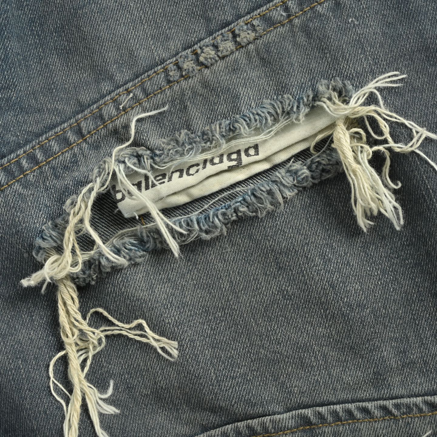 Distressed denim shorts