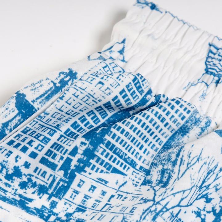 Blue Casual Graphic Shorts