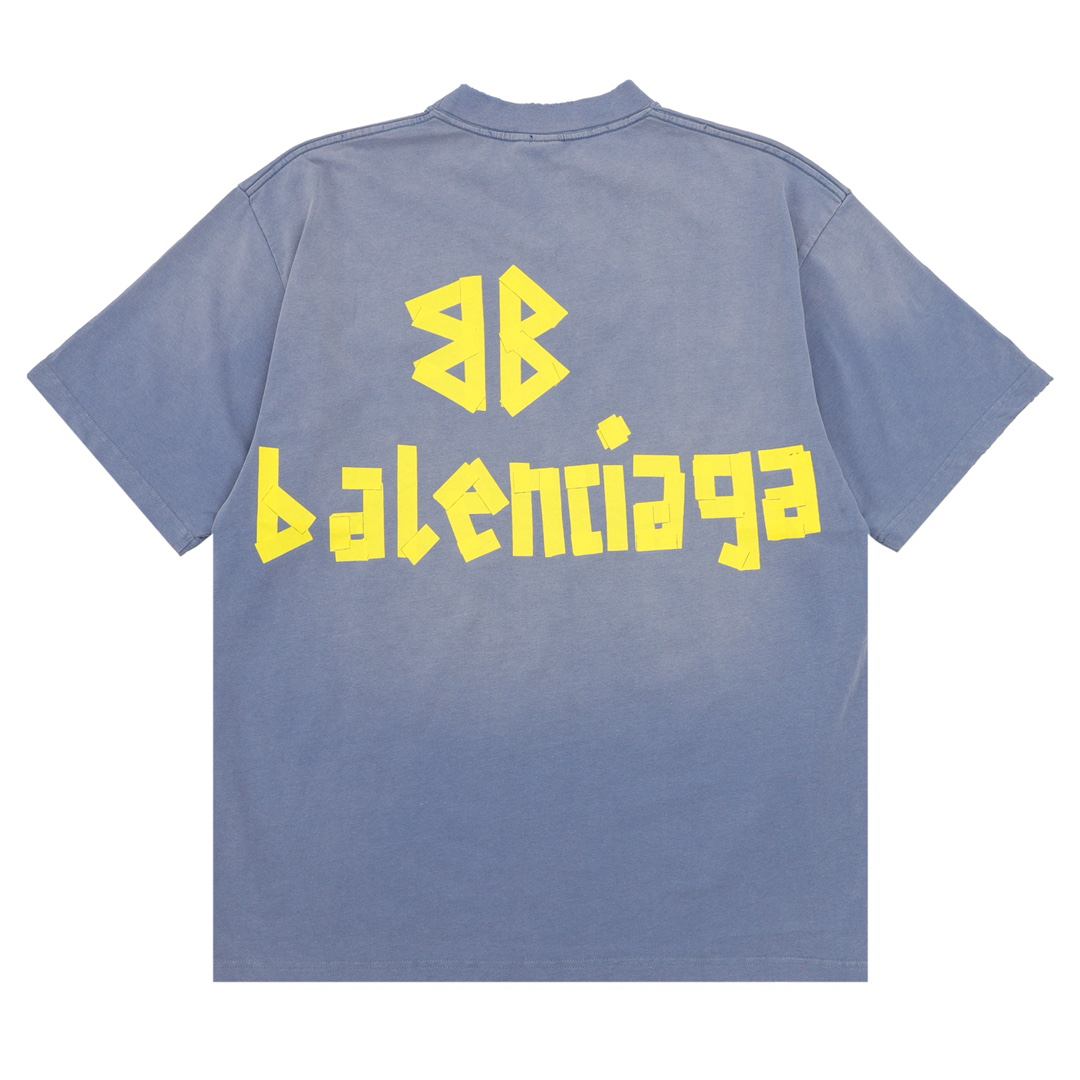 Tape short-sleeved T-shirt