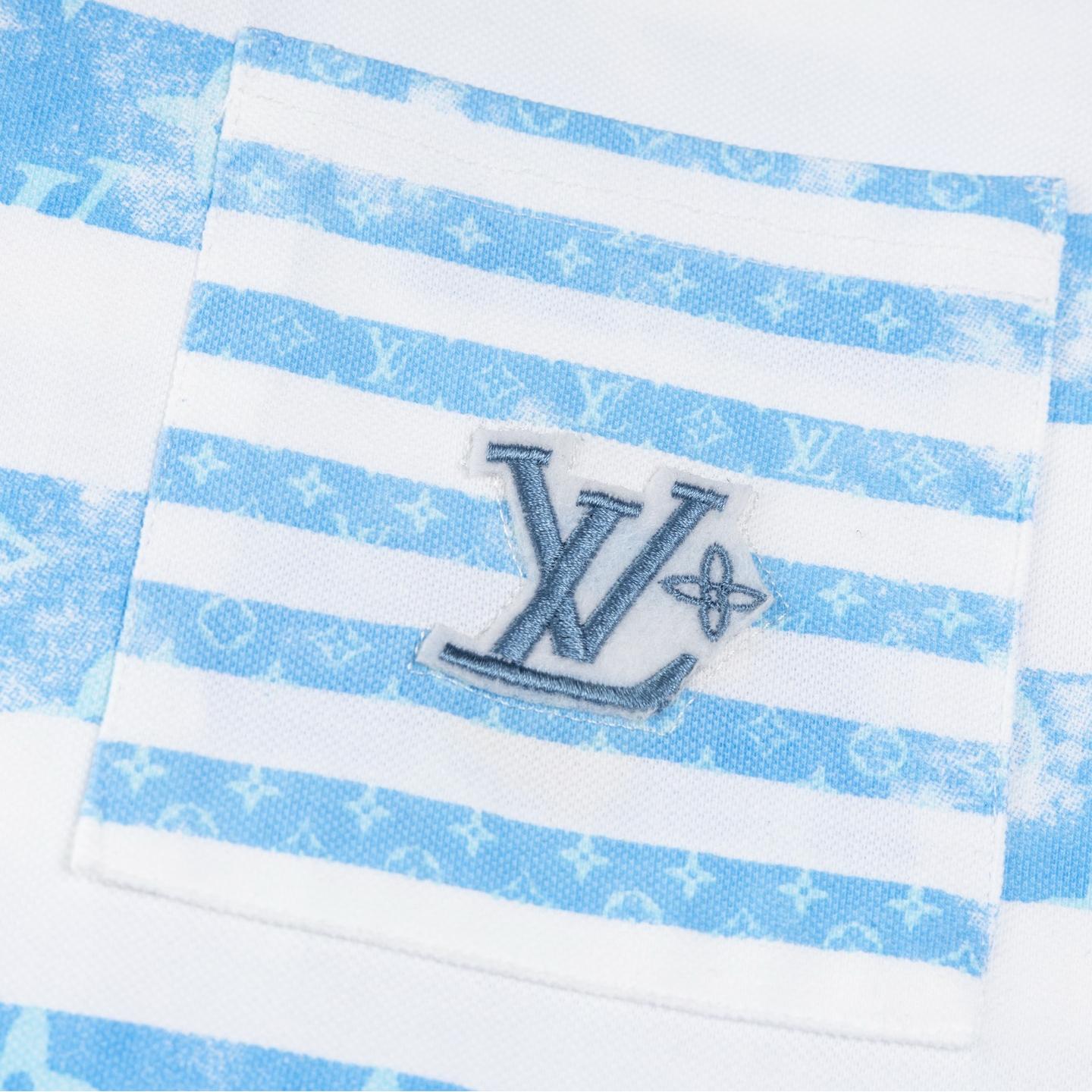 Blue and white striped Polo