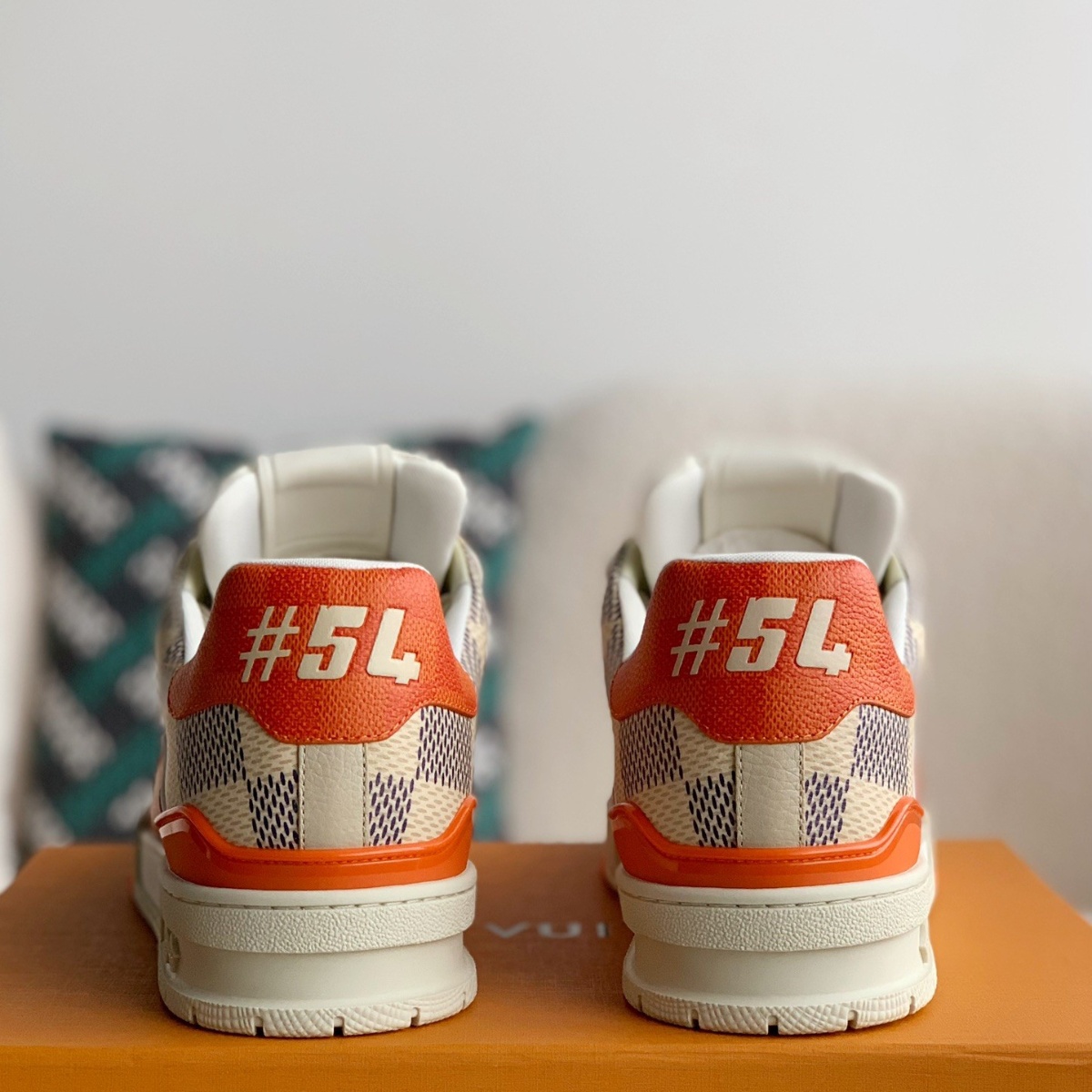 White and orange sneakers