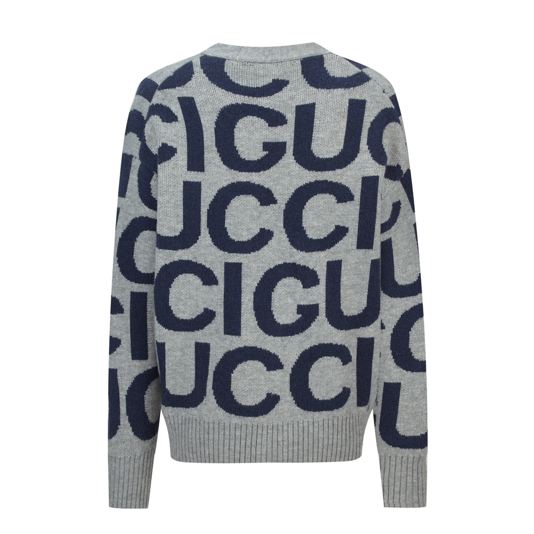 Guc 24SS intarsia all-over print sweater