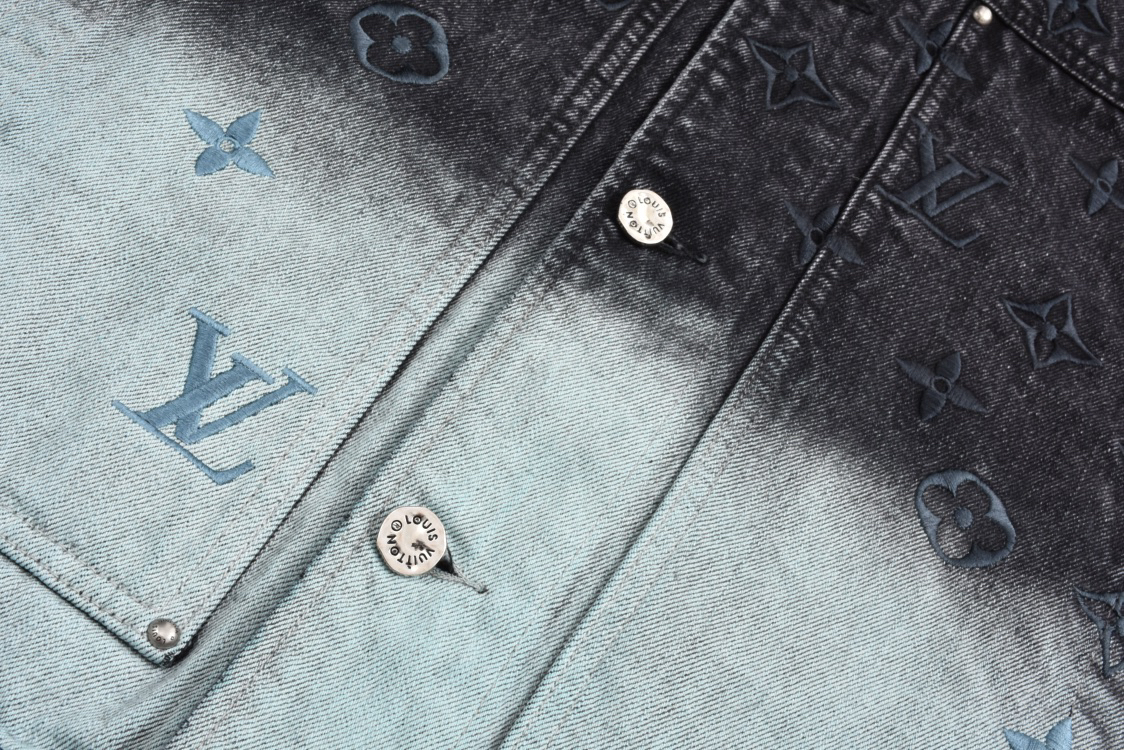 24FW Gradient Spray Embroidery Denim Jacket