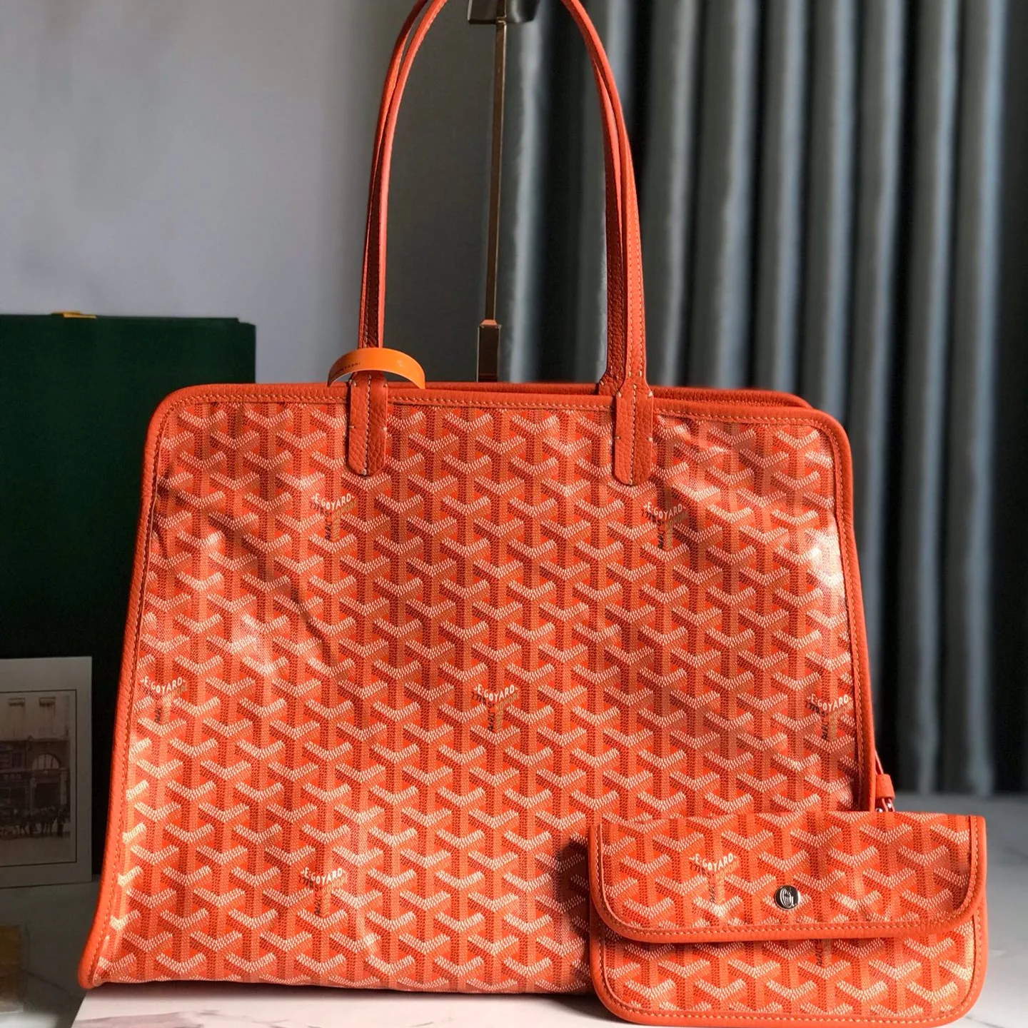 BAG 40 IN ORANGE CANVAS AND LEATHER TRIM