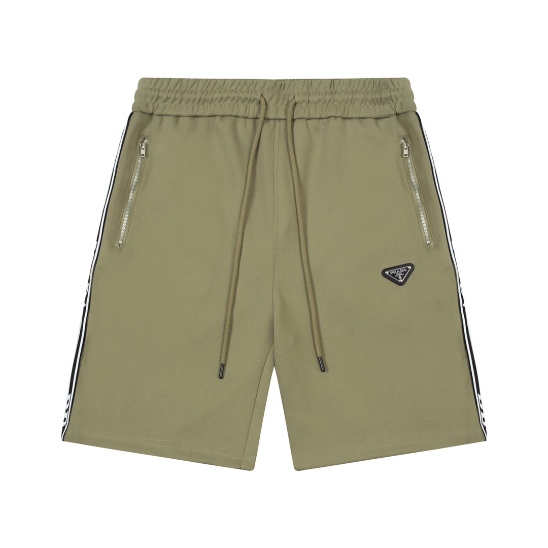 Silver triangle logo zipper shorts