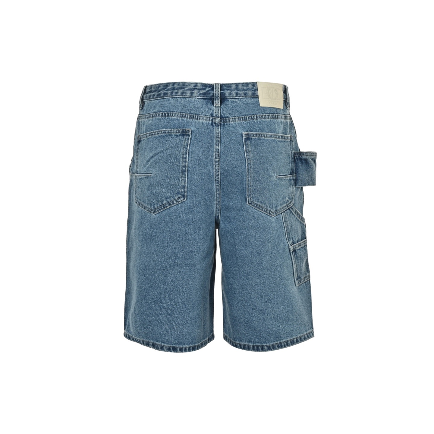 Denim cargo shorts with cannage embroidery