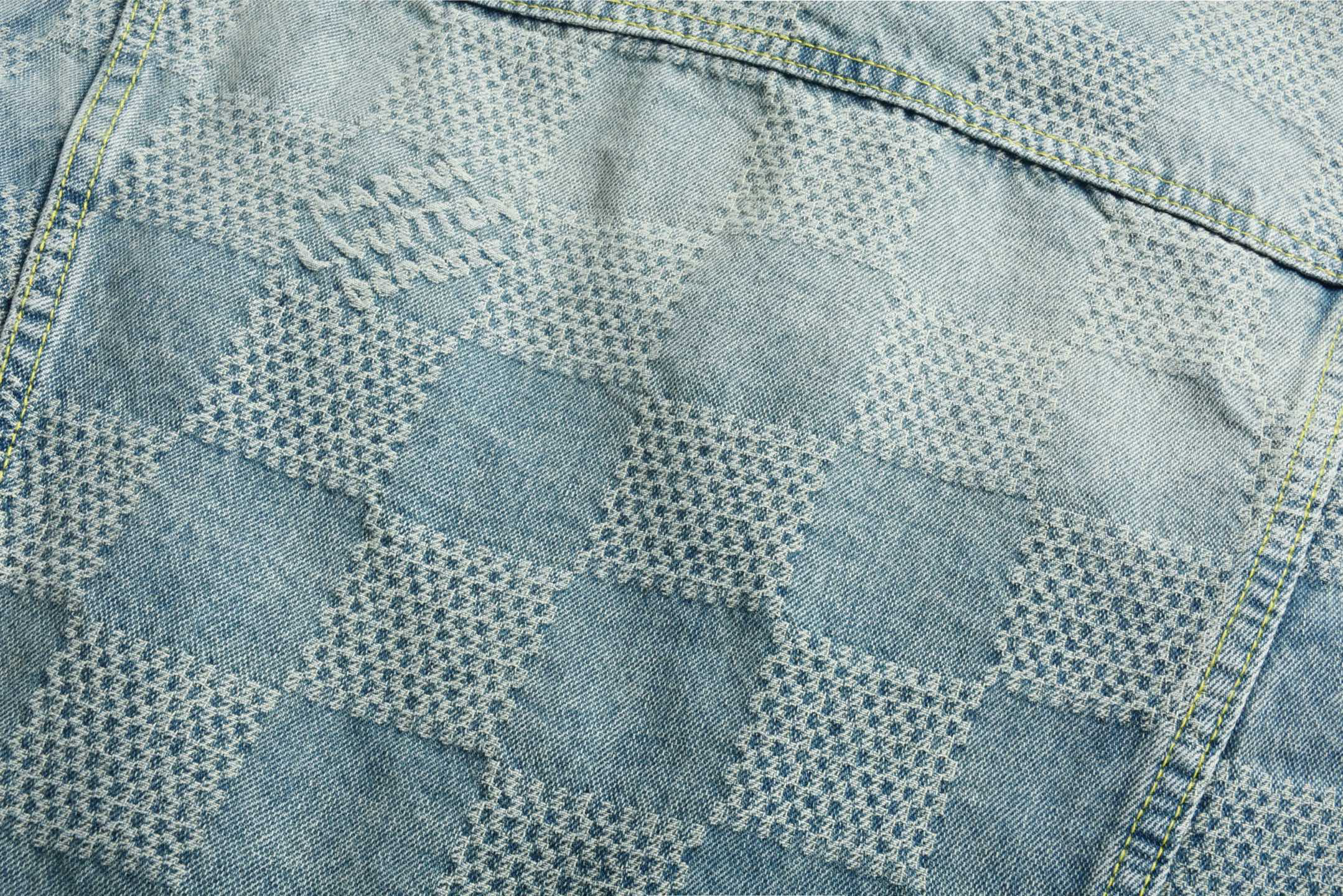 1V25ss checkerboard denim jacket