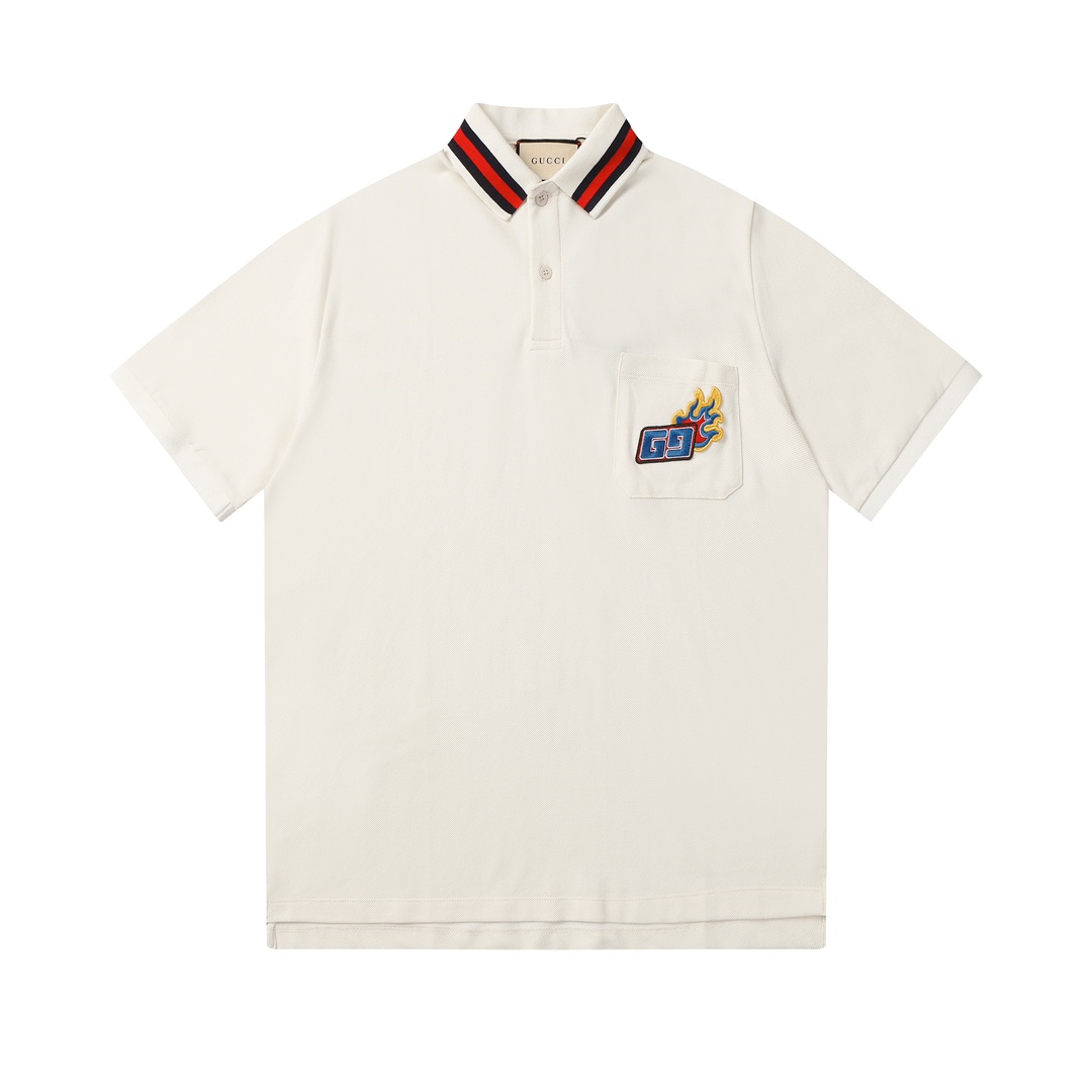Pocket Embroidered Short-Sleeved Polo Shirt
