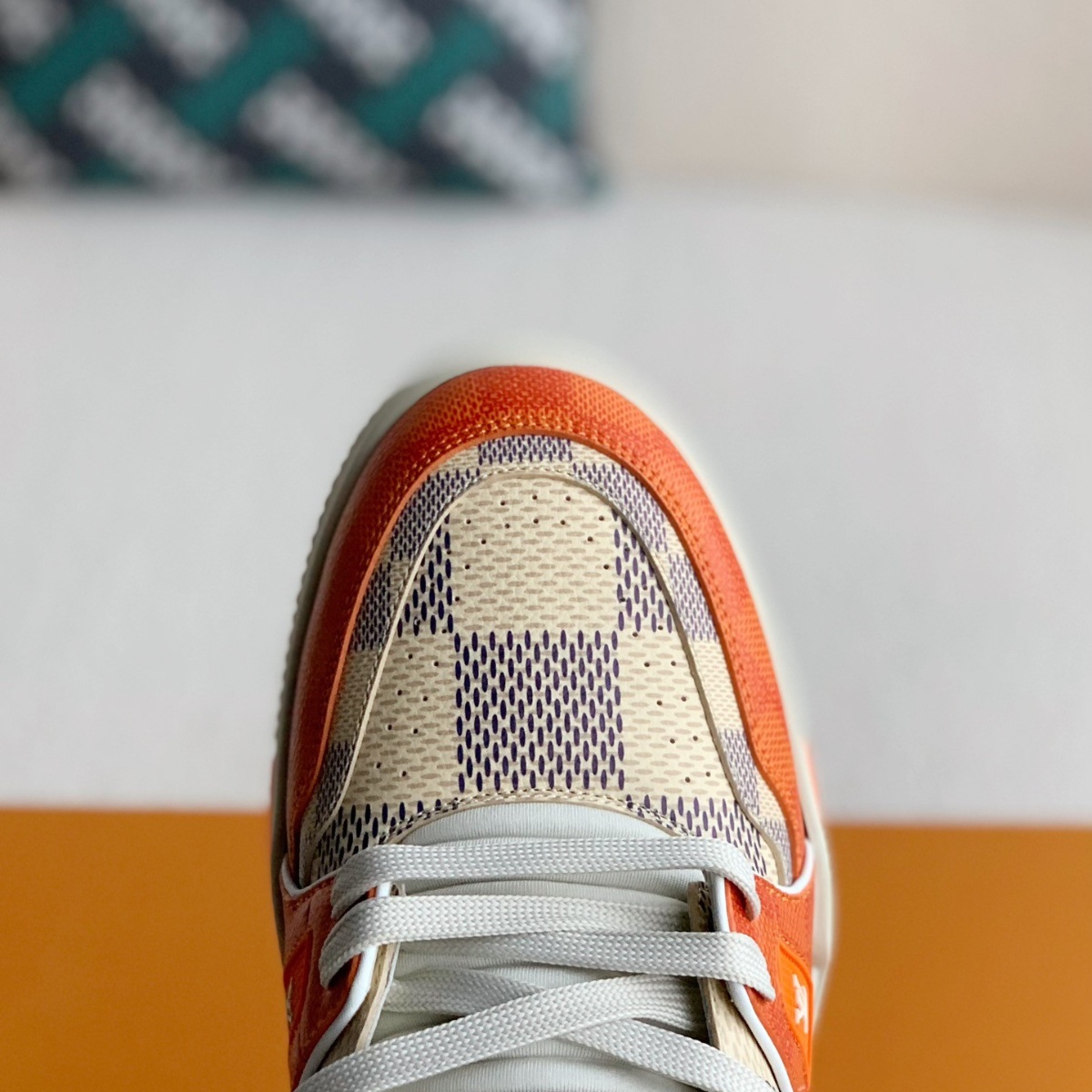 White and orange sneakers