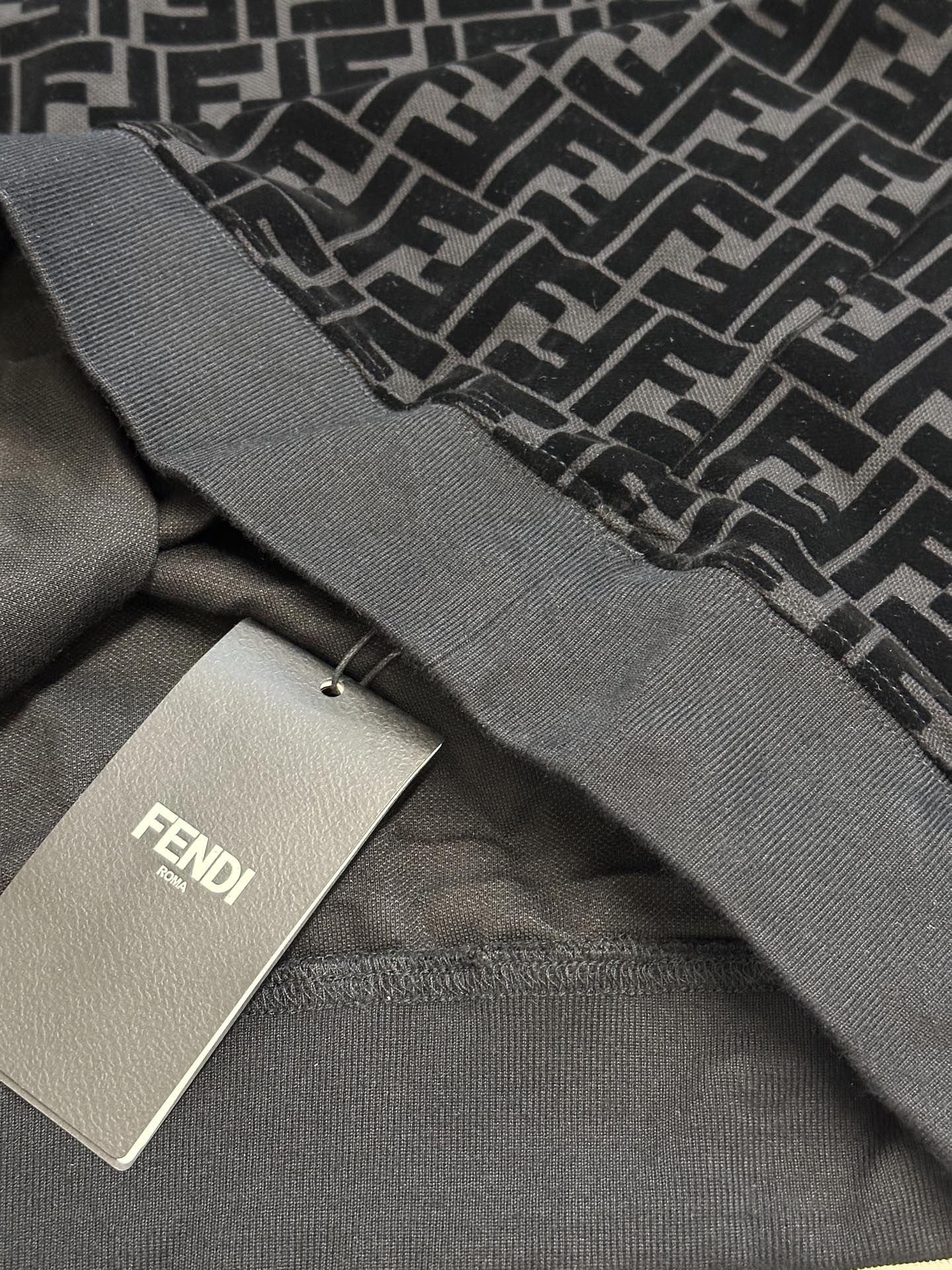 Black Pique Flocked Sweatshirt