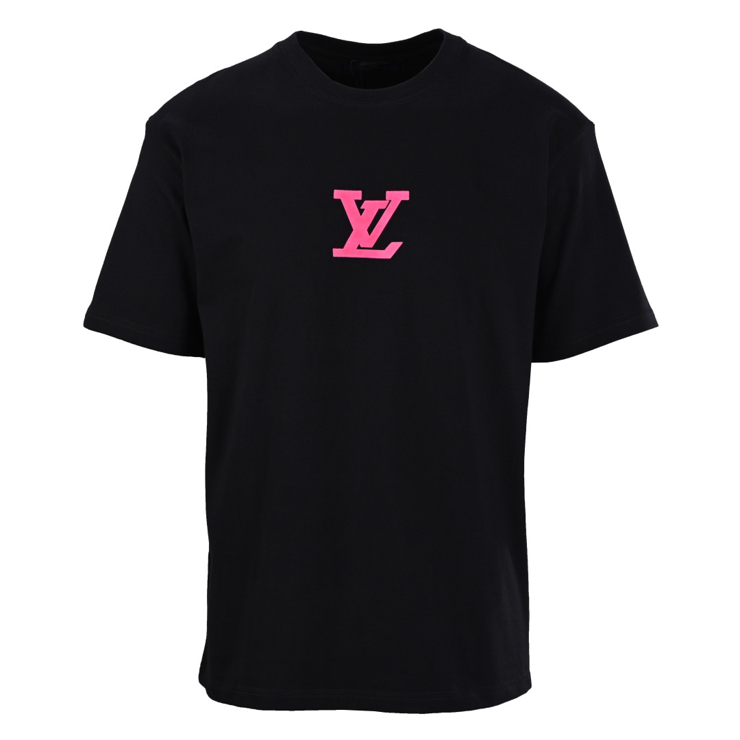 Flocked print short-sleeved T-shirt