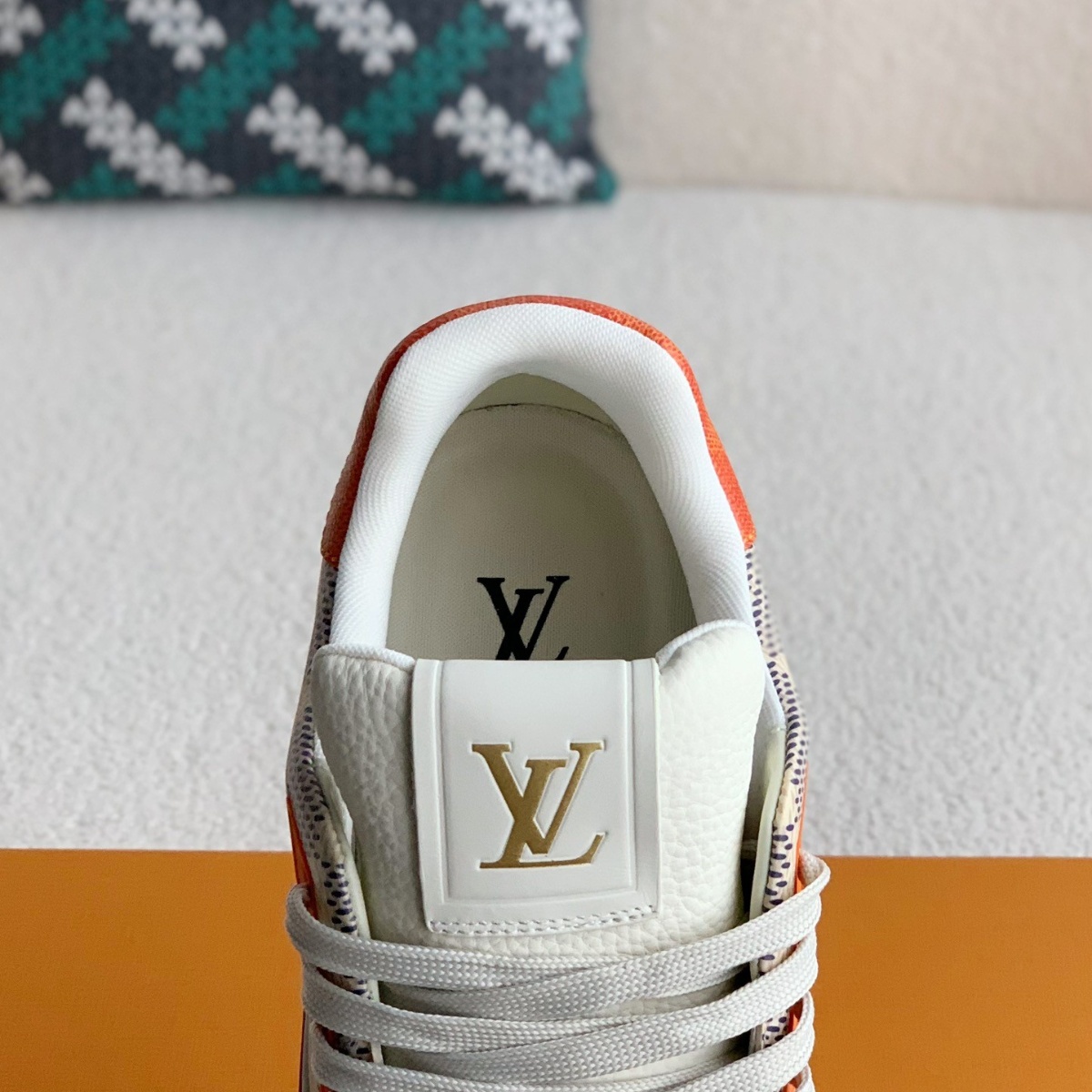 White and orange sneakers