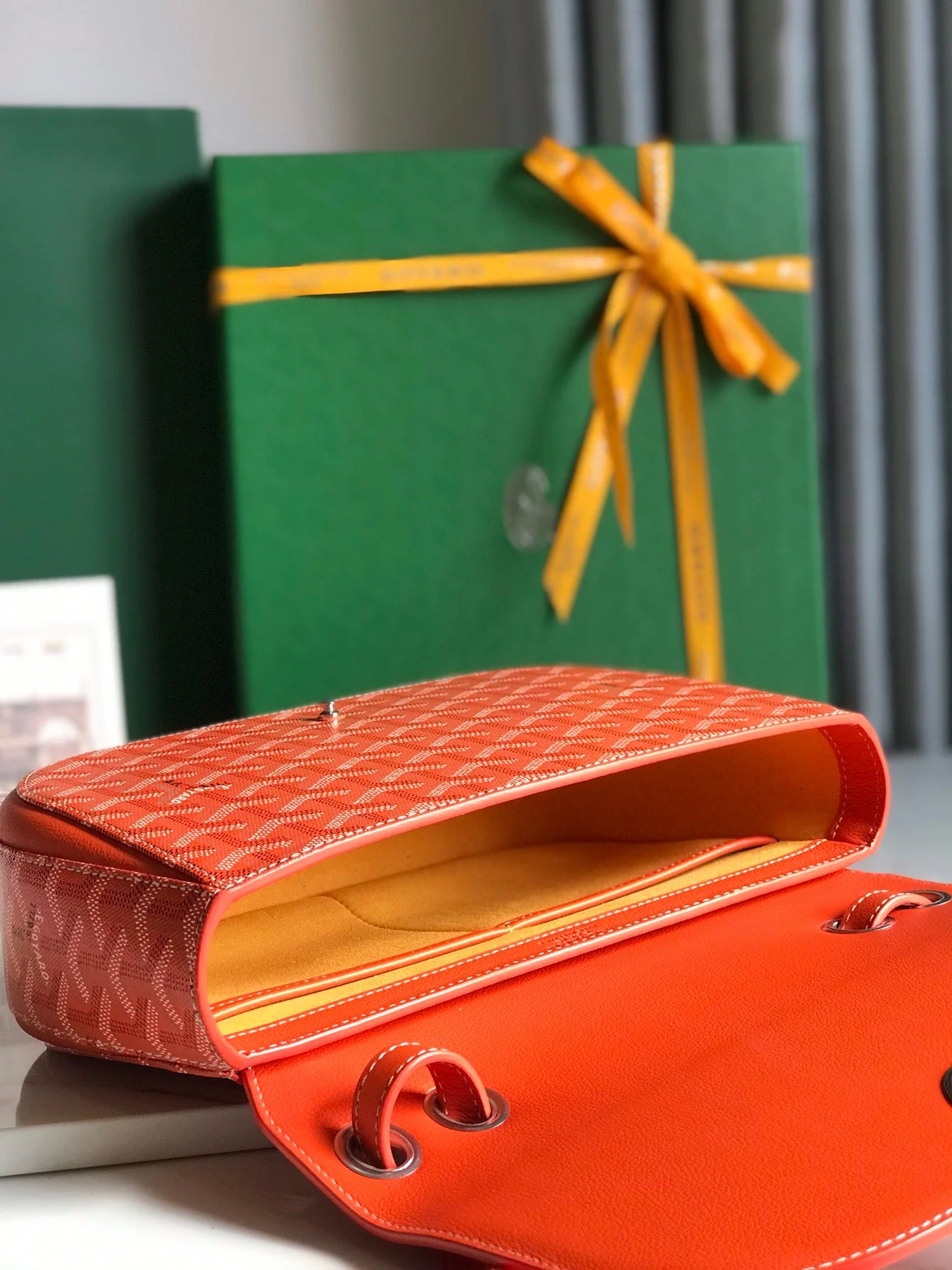 Orange Calfskin Canvas Bag