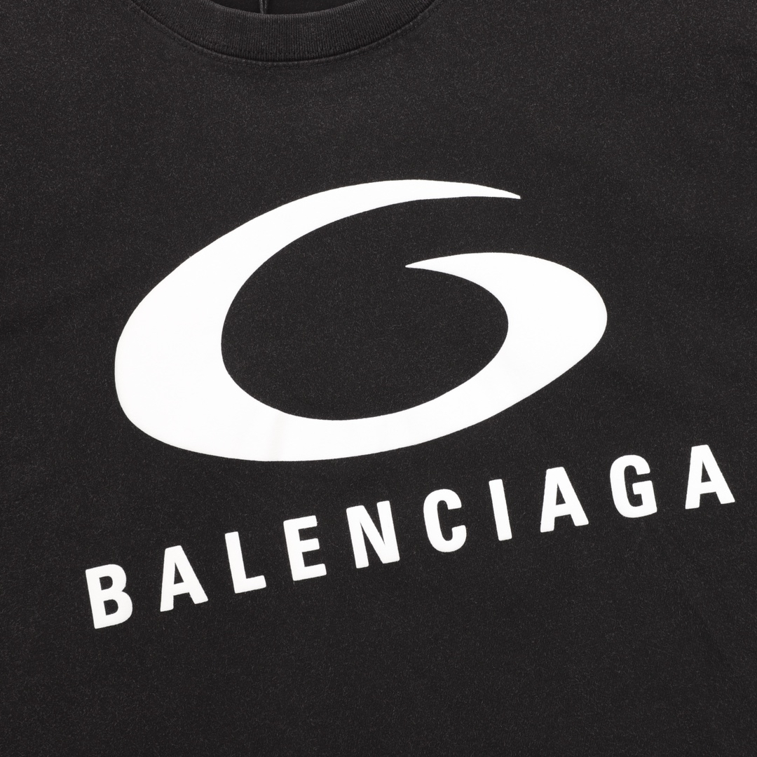 White ring washed printed T-shirt