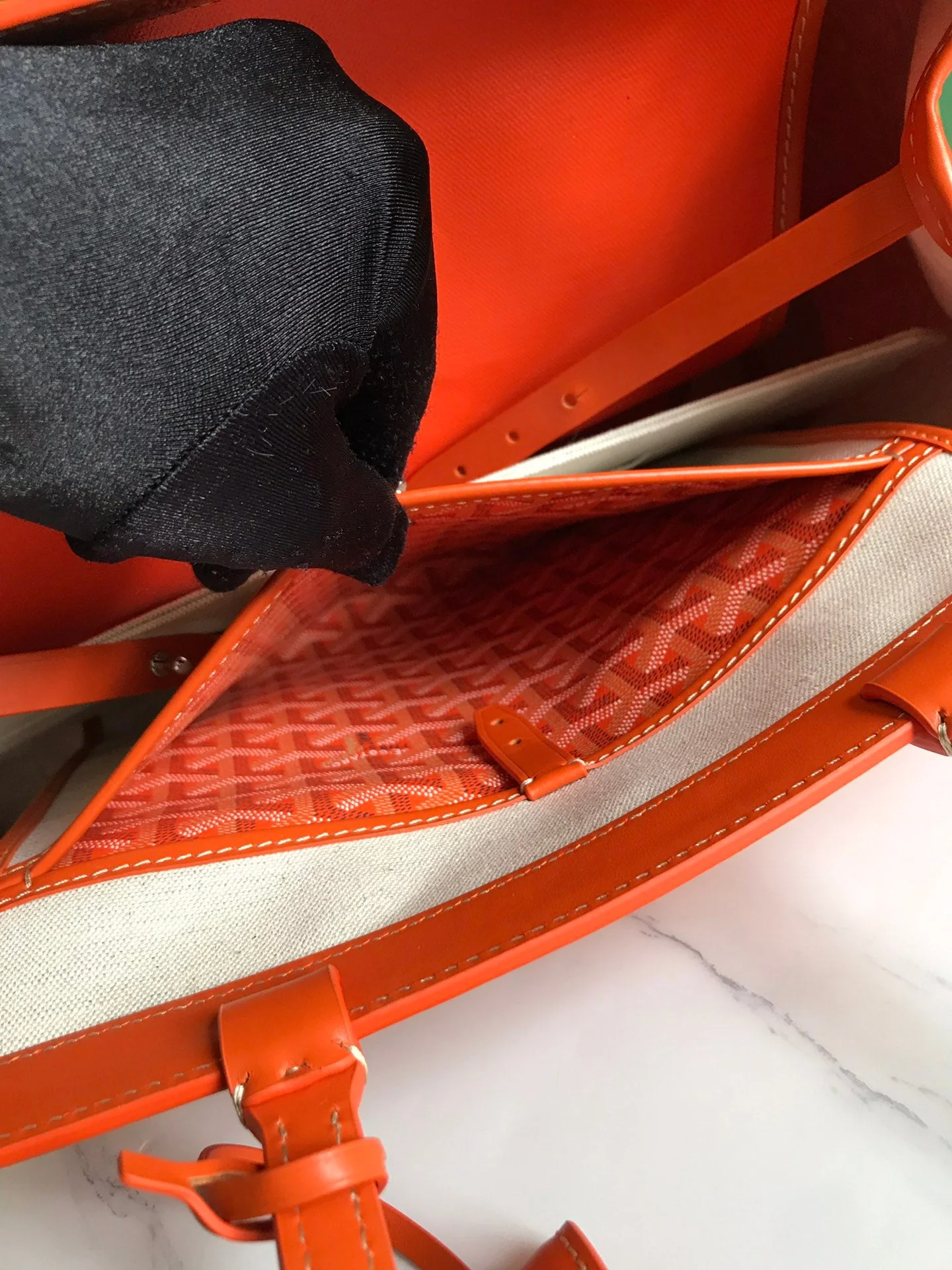 Bag Orange Canvas And Calfskin Trim