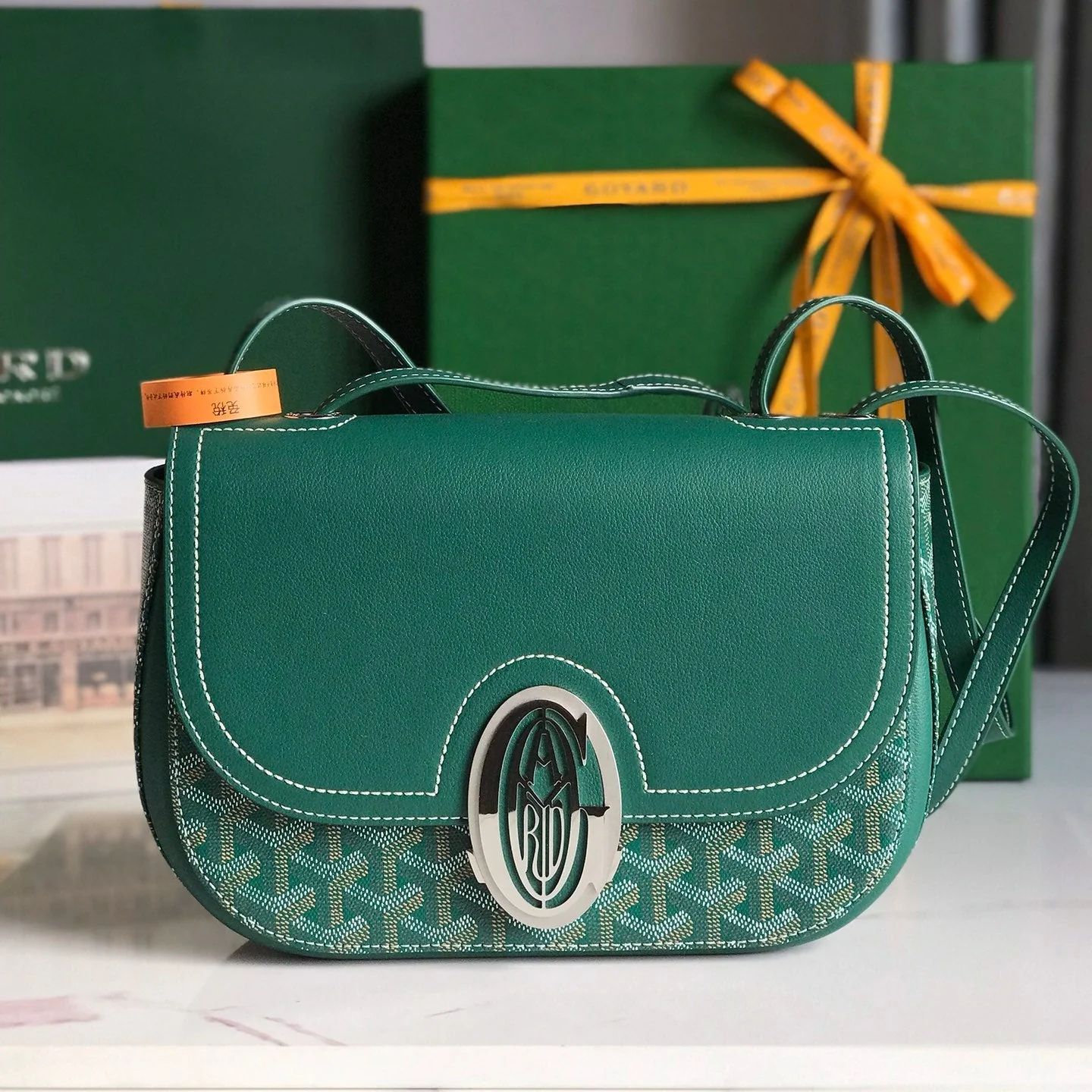 Green Calfskin Canvas Bag