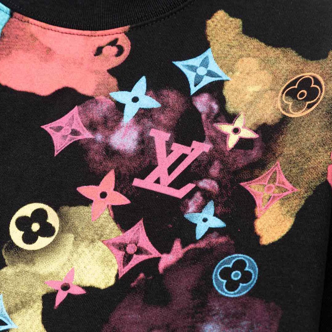 Camouflage lettering printed T-shirt