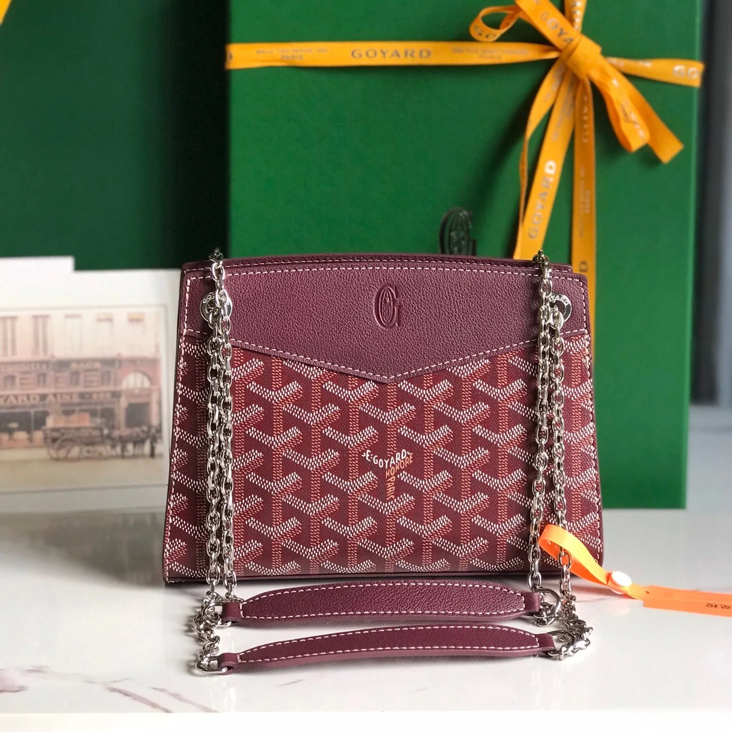 Wine Red Calfskin Structured Mini Bag