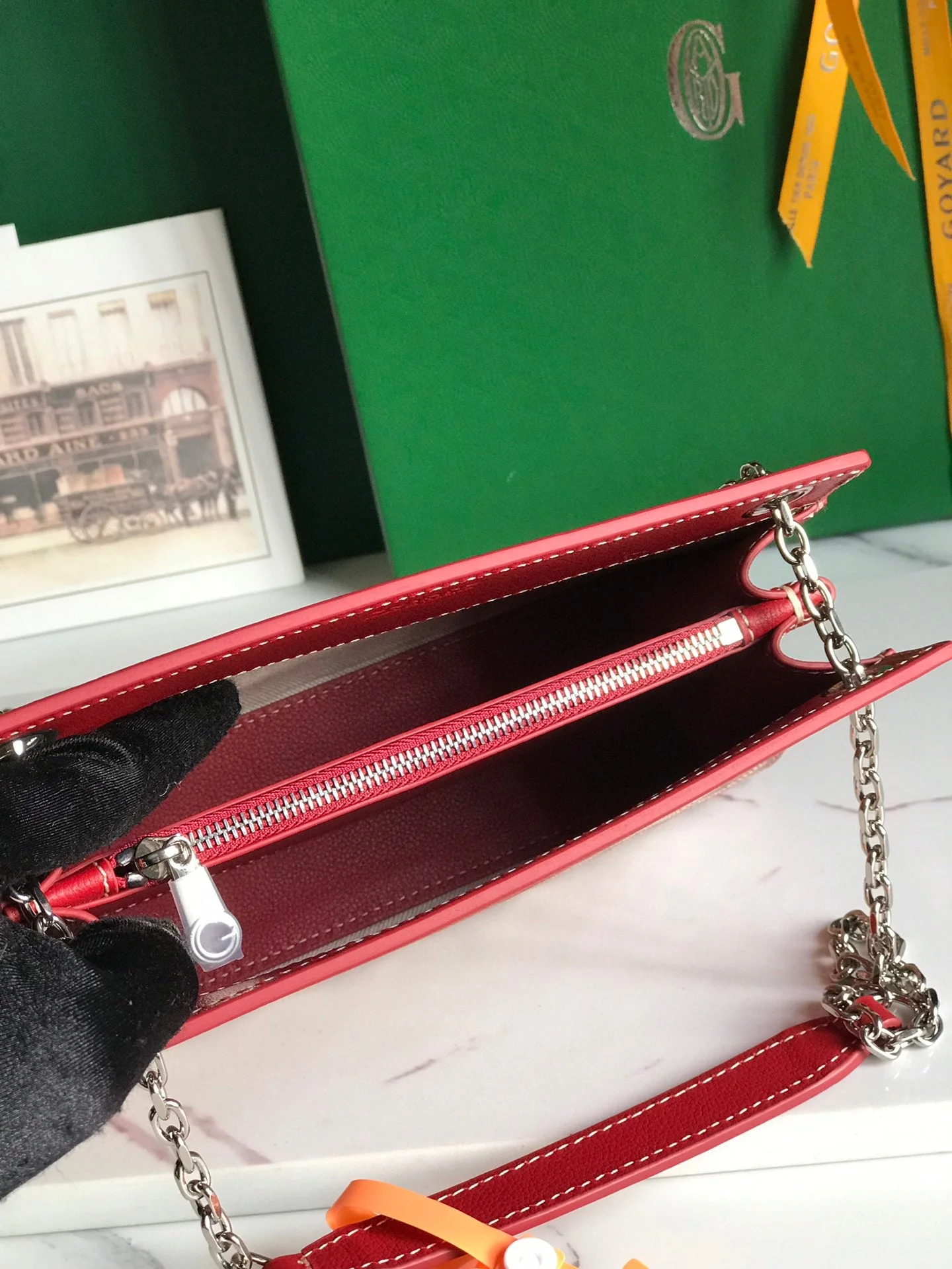 Red Calfskin Structured Mini Bag
