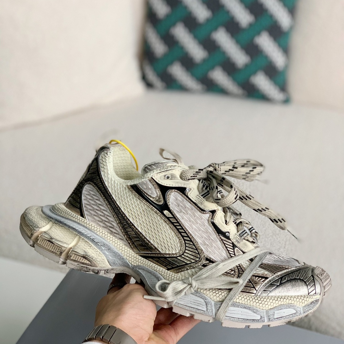 3XL logo-embossed mesh trainers