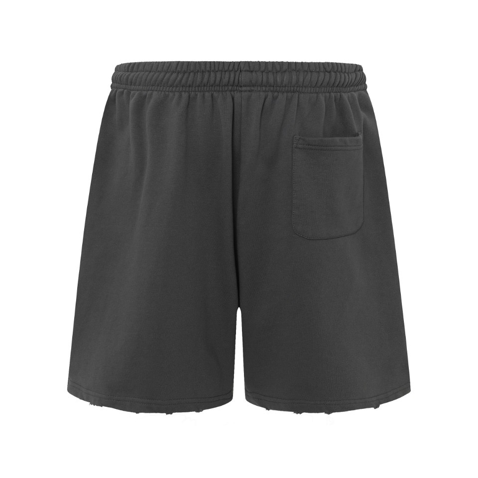 Flame Embroidered Distressed Shorts