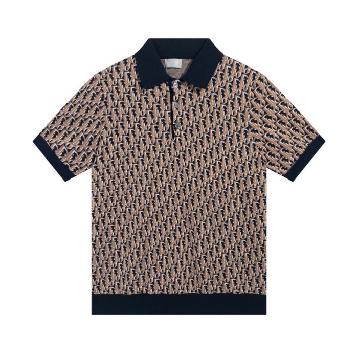 Jacquard Embroidered Knitted Polo Shirt