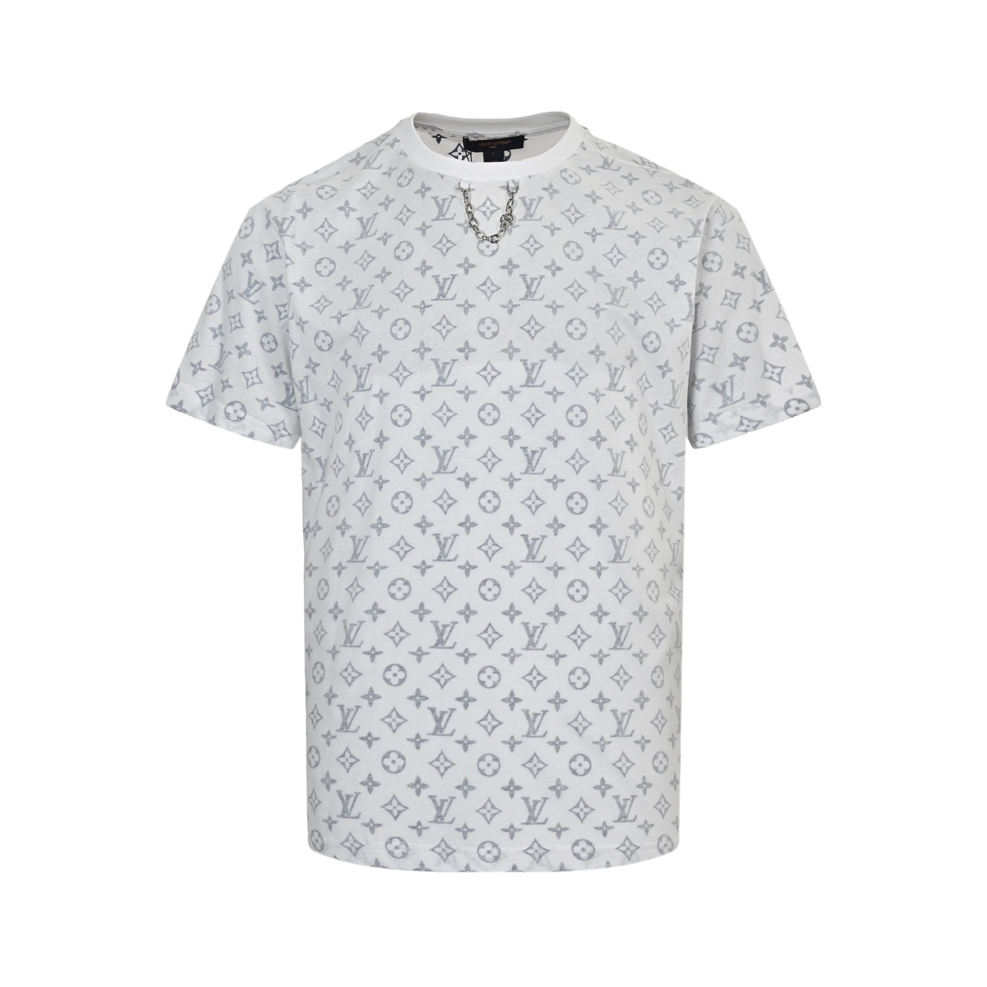 Chain collar printed T-shirt