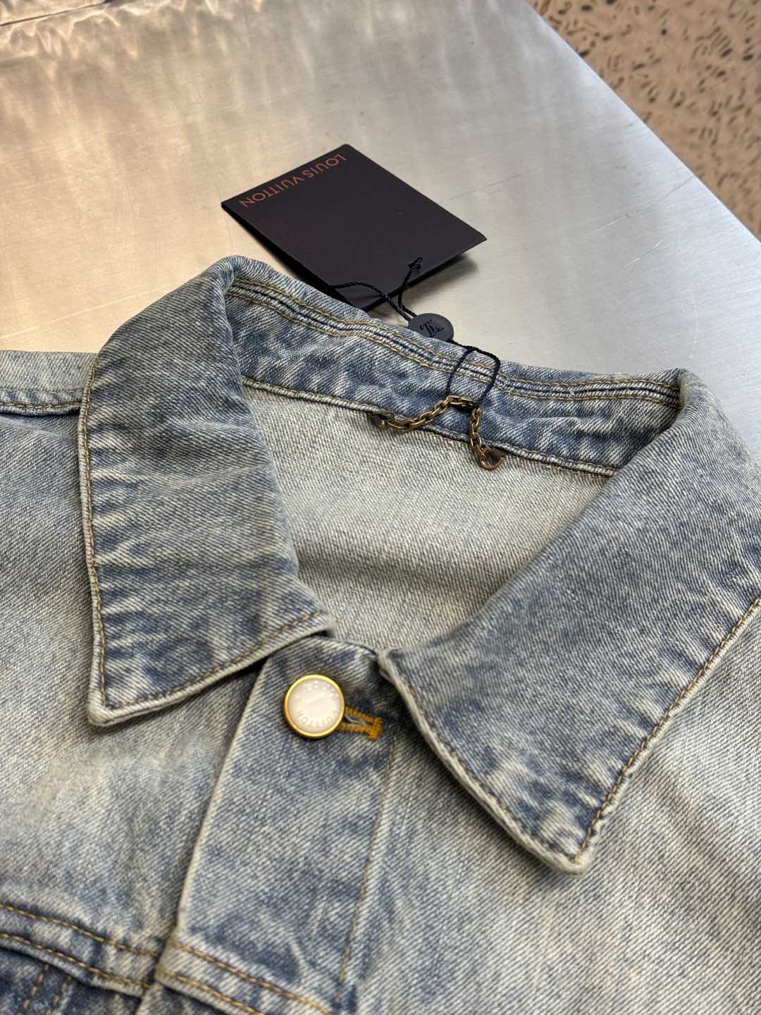 Pearlescent Button Denim Jacket