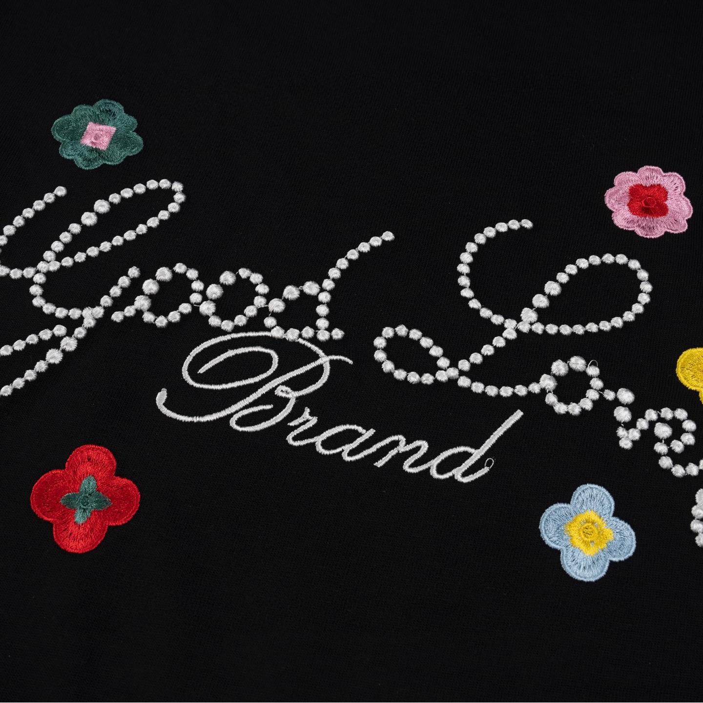 Embroidered floral slogan T-shirt